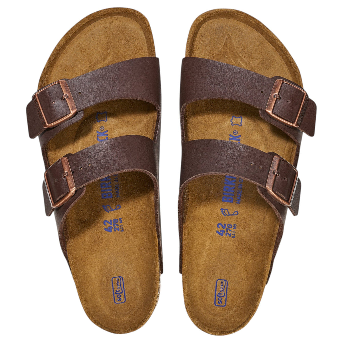 Mens Birkenstock Arizona SFB Birko-Flor Regular Sandals Dark Brown