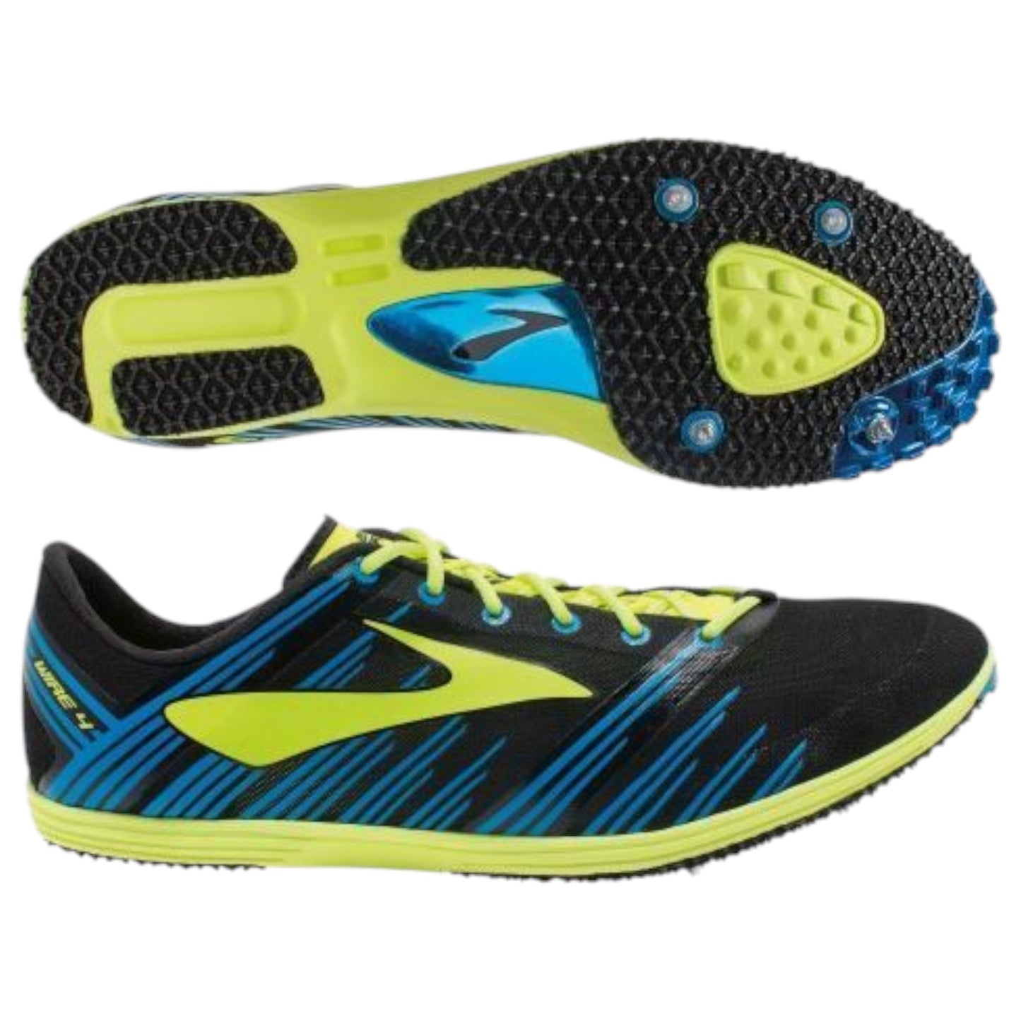 Mens Brooks Wire 4 Shoes Black/Blue/Fluro Yellow