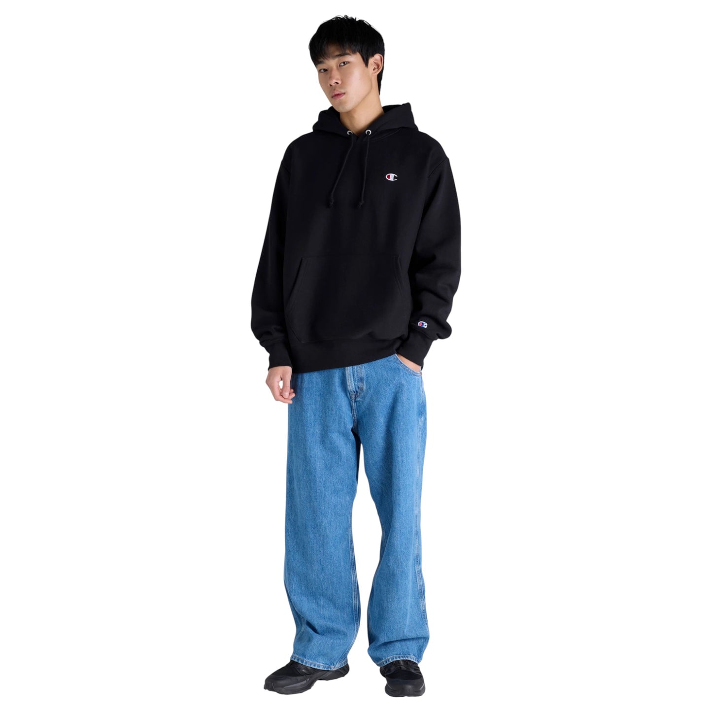 Mens Champion Reverse Weave Hoodie Black