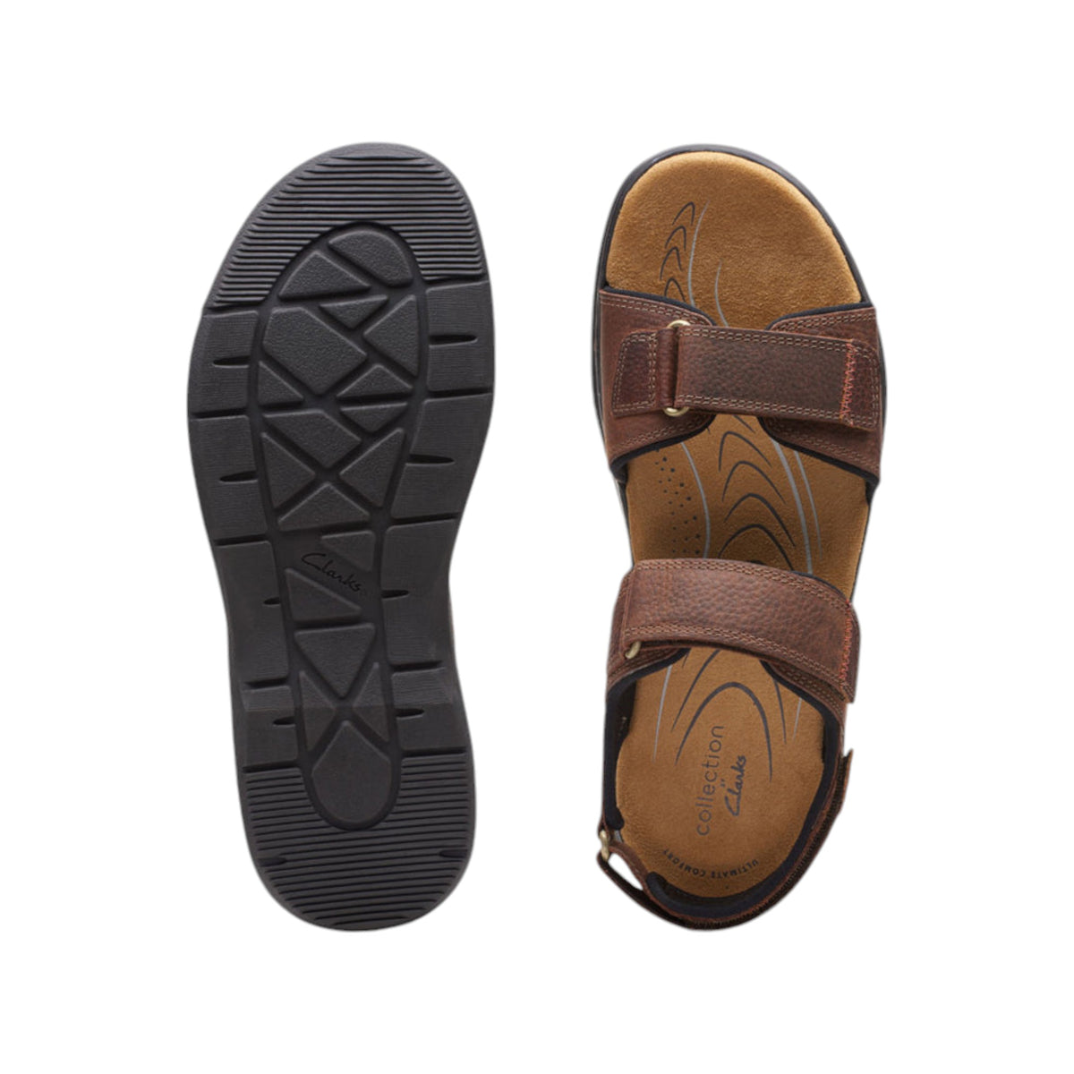 Mens Clarks Hapsford Creek Sandals Dark Brown