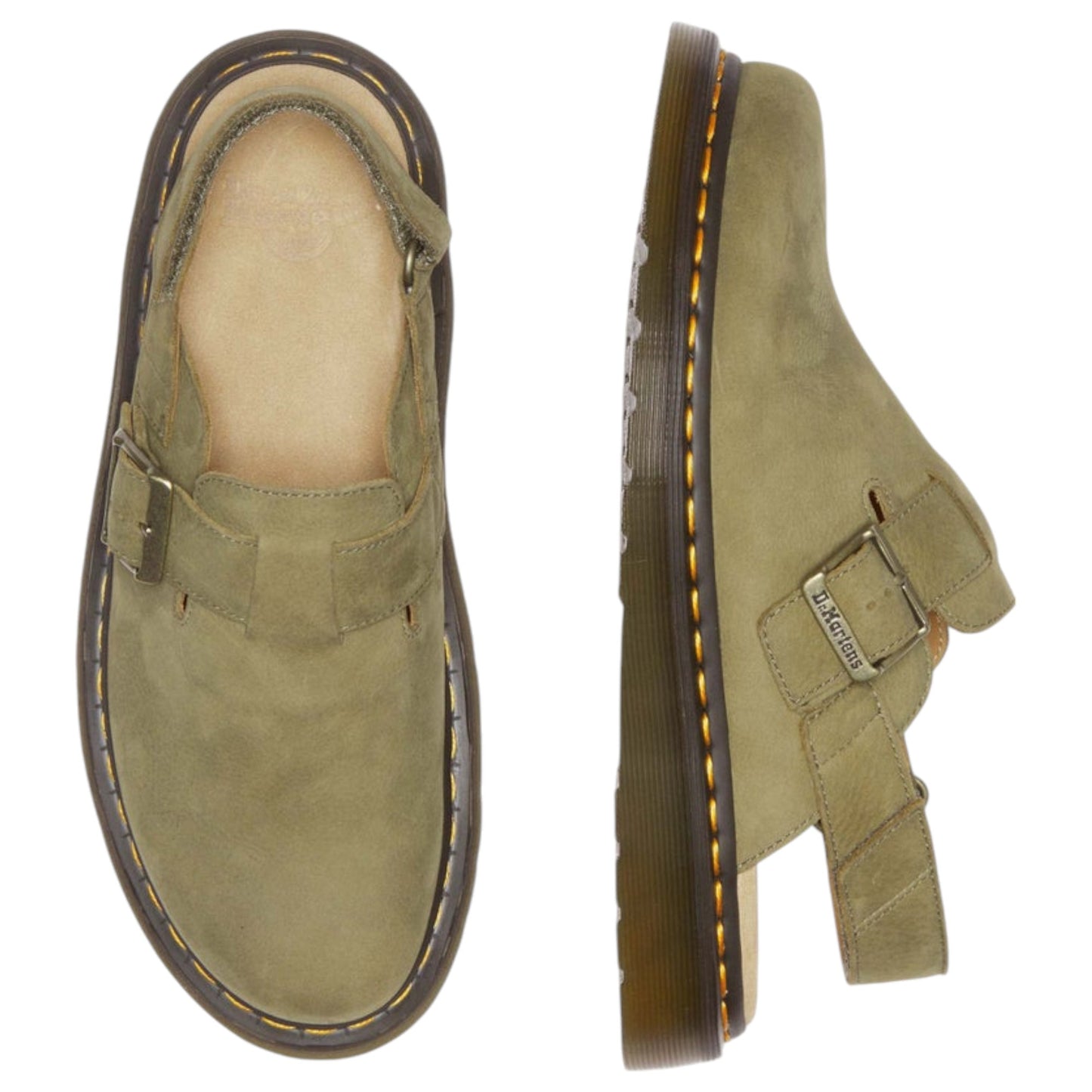 Mens Dr. Martens Jorge II Sling Back Sandals Muted Olive Tumbled Nubuck