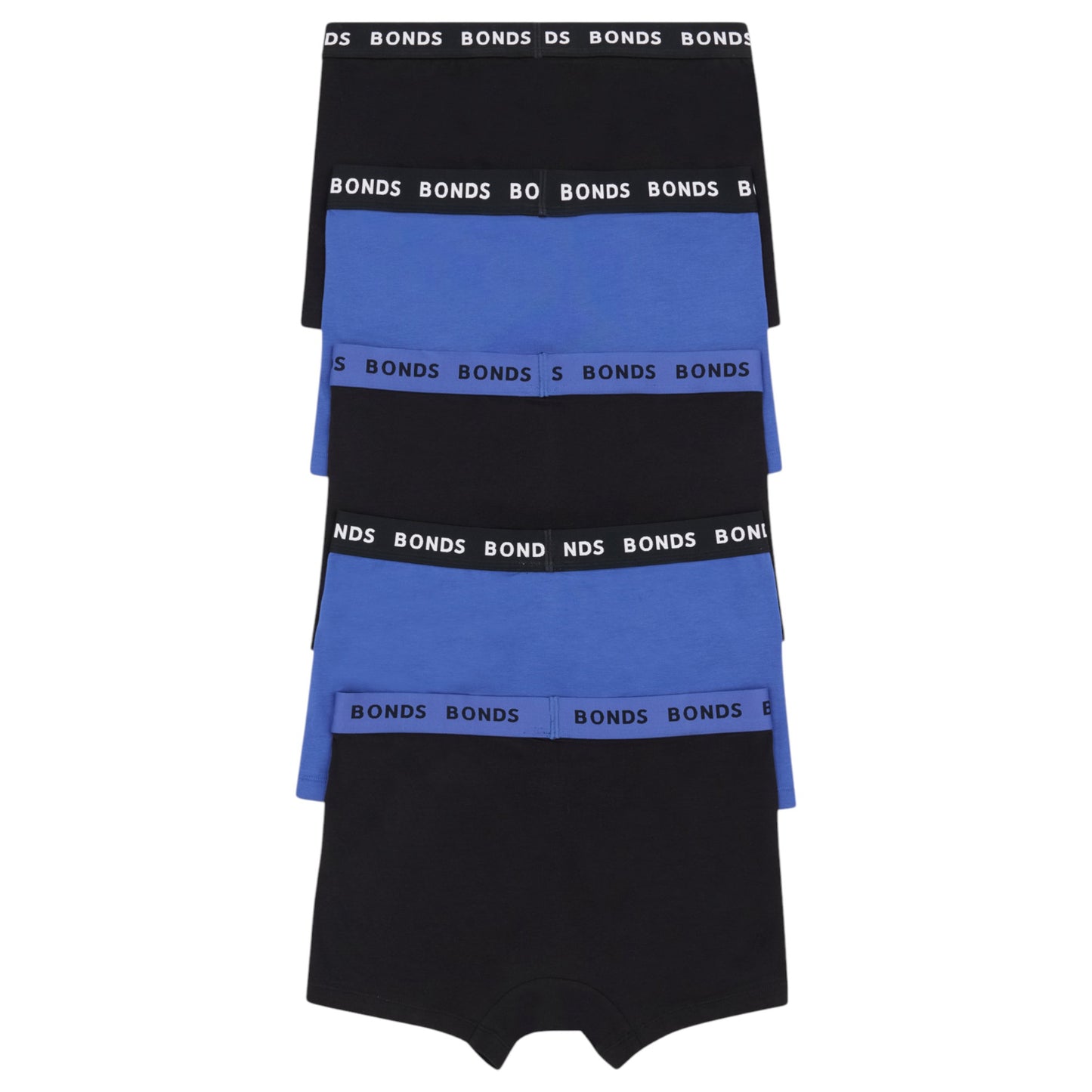 5 Pack Mens Bonds Everyday Trunks Underwear Black/Blue