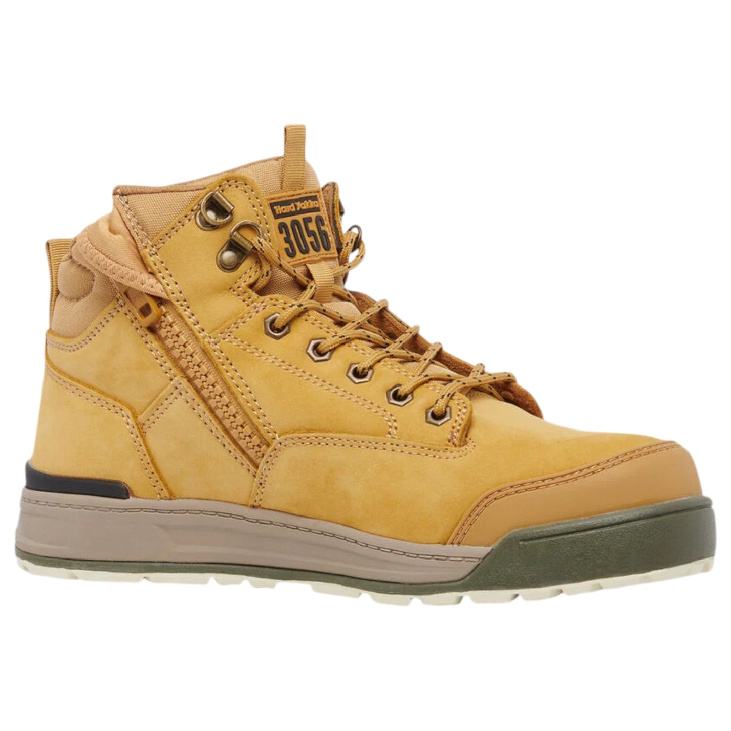 Mens Hard Yakka 3056 Lace Zip Boots Wheat