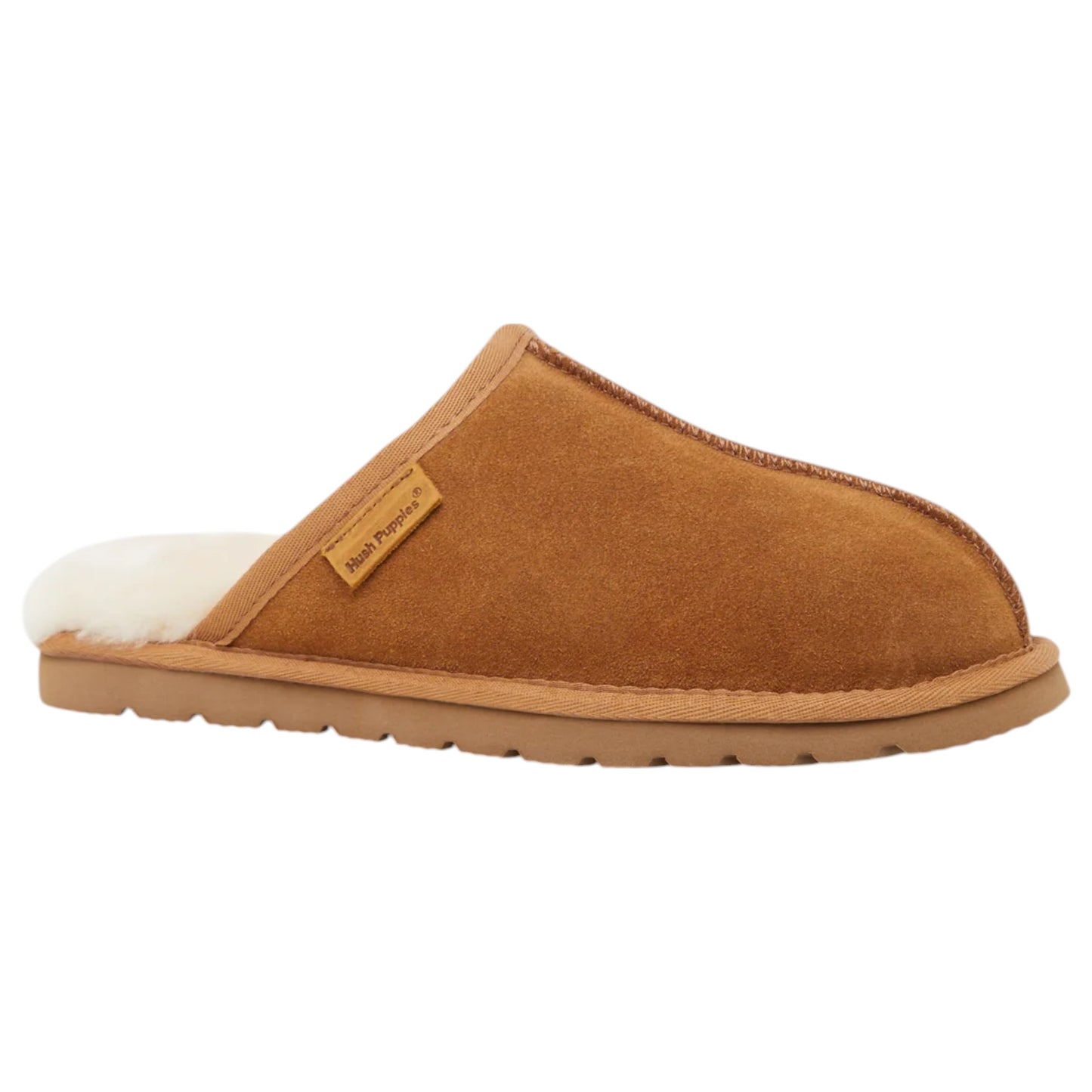Mens Hush Puppies Loch Slippers Chestnut Suede