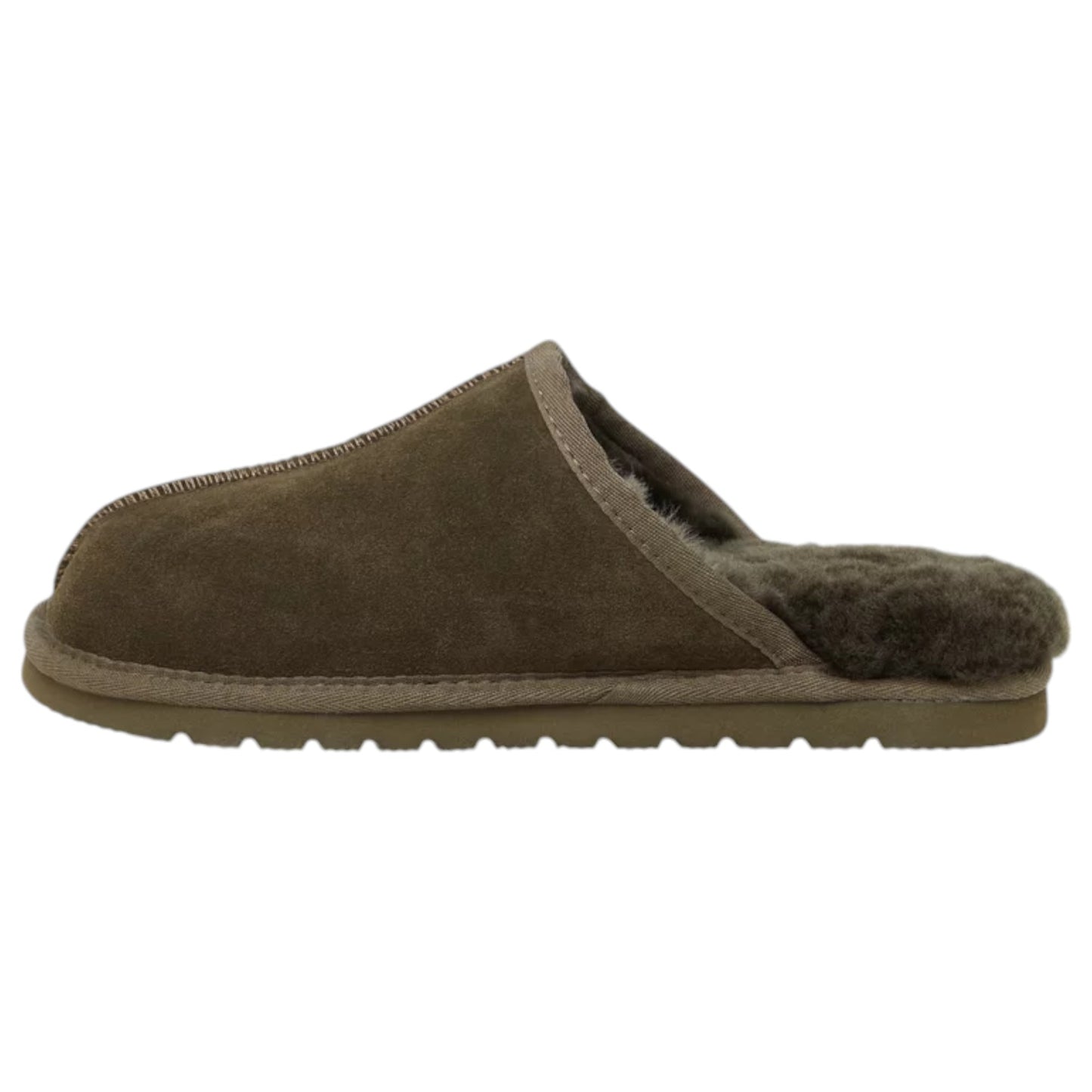 Mens Hush Puppies Loch Slippers Dark Olive Suede