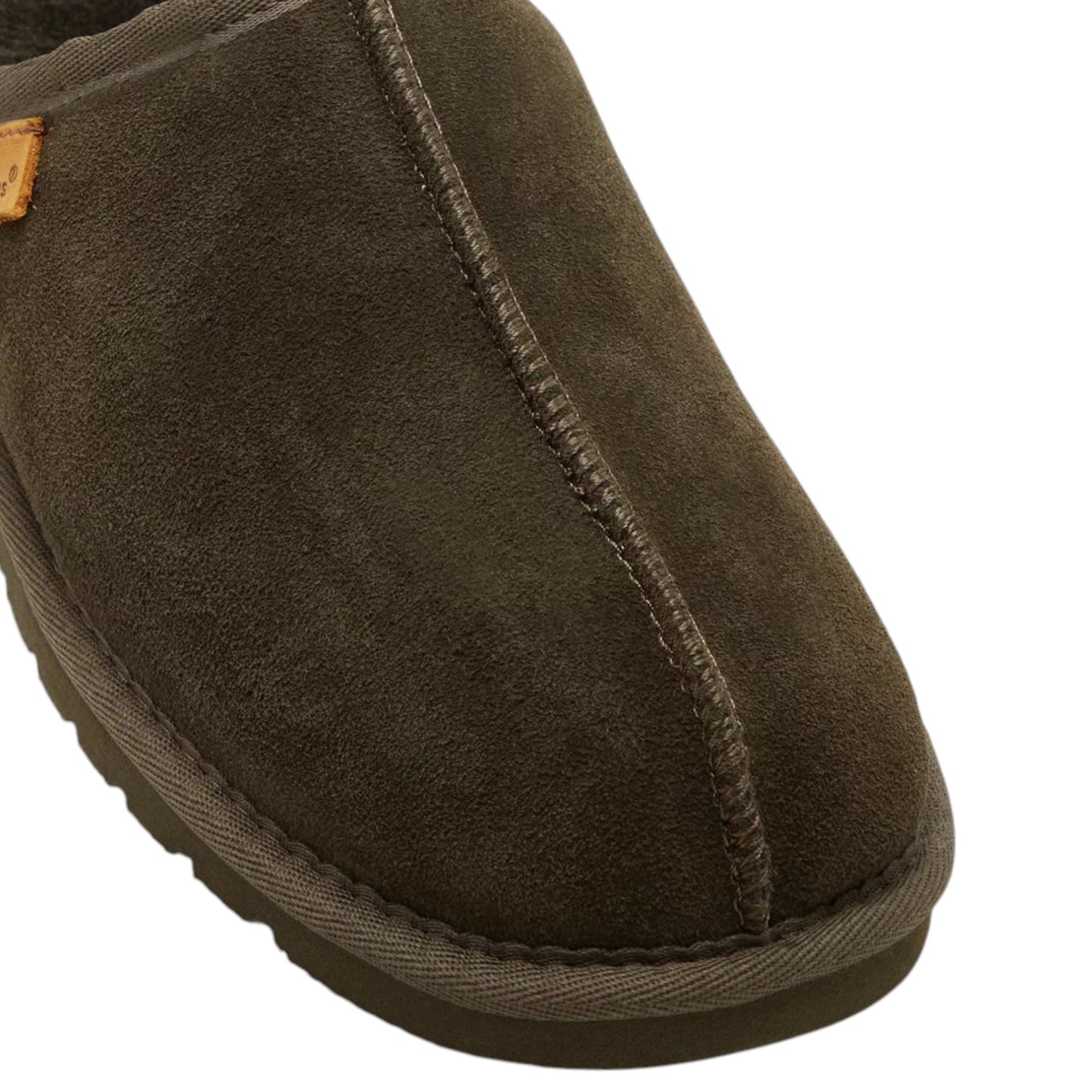 Mens Hush Puppies Loch Slippers Dark Olive Suede