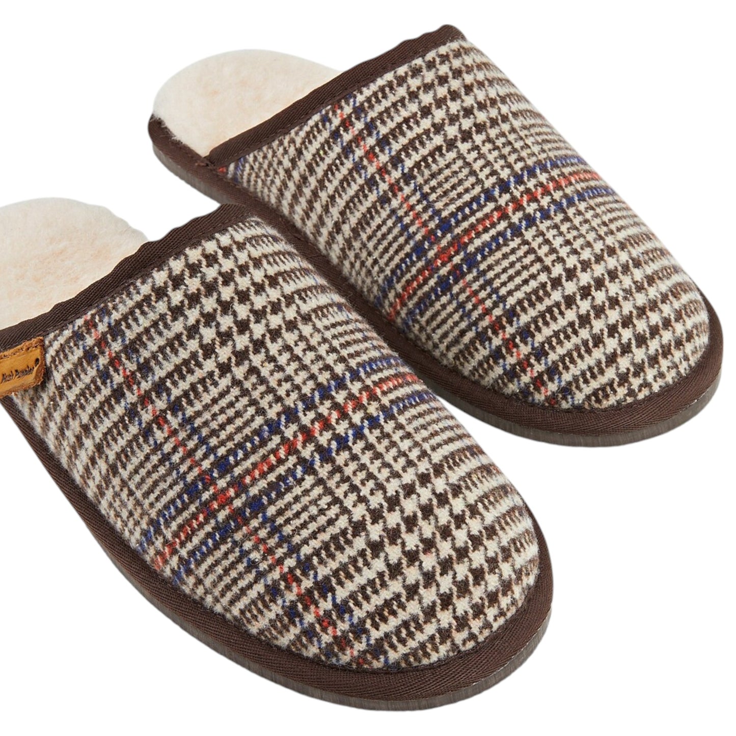 Mens Hush Puppies Sled Slippers Natural Plaid