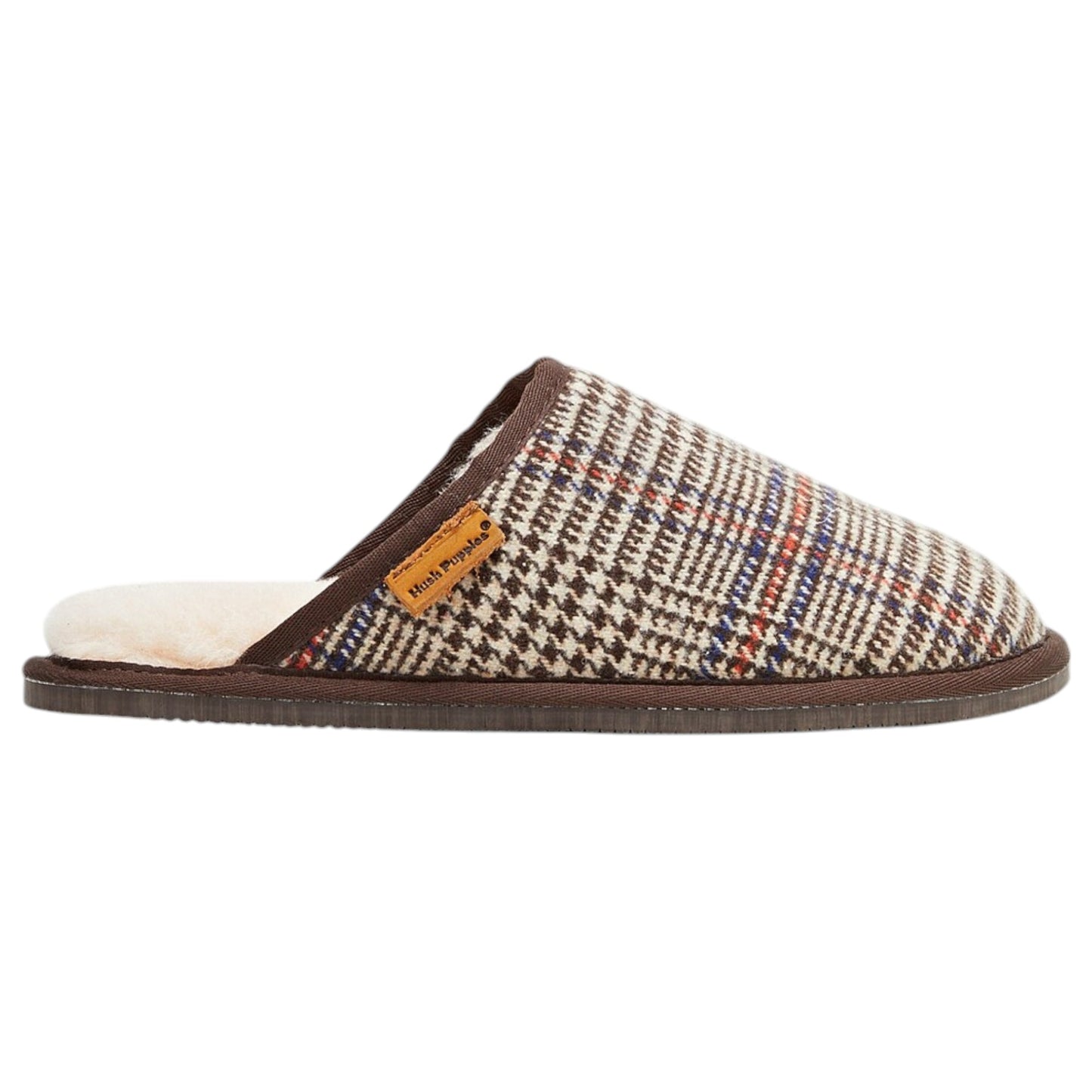 Mens Hush Puppies Sled Slippers Natural Plaid