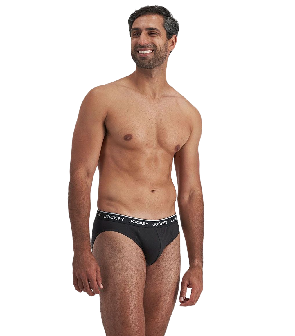 4 Pack Mens Jockey Cotton Elastic Briefs Underwear Black/Grey