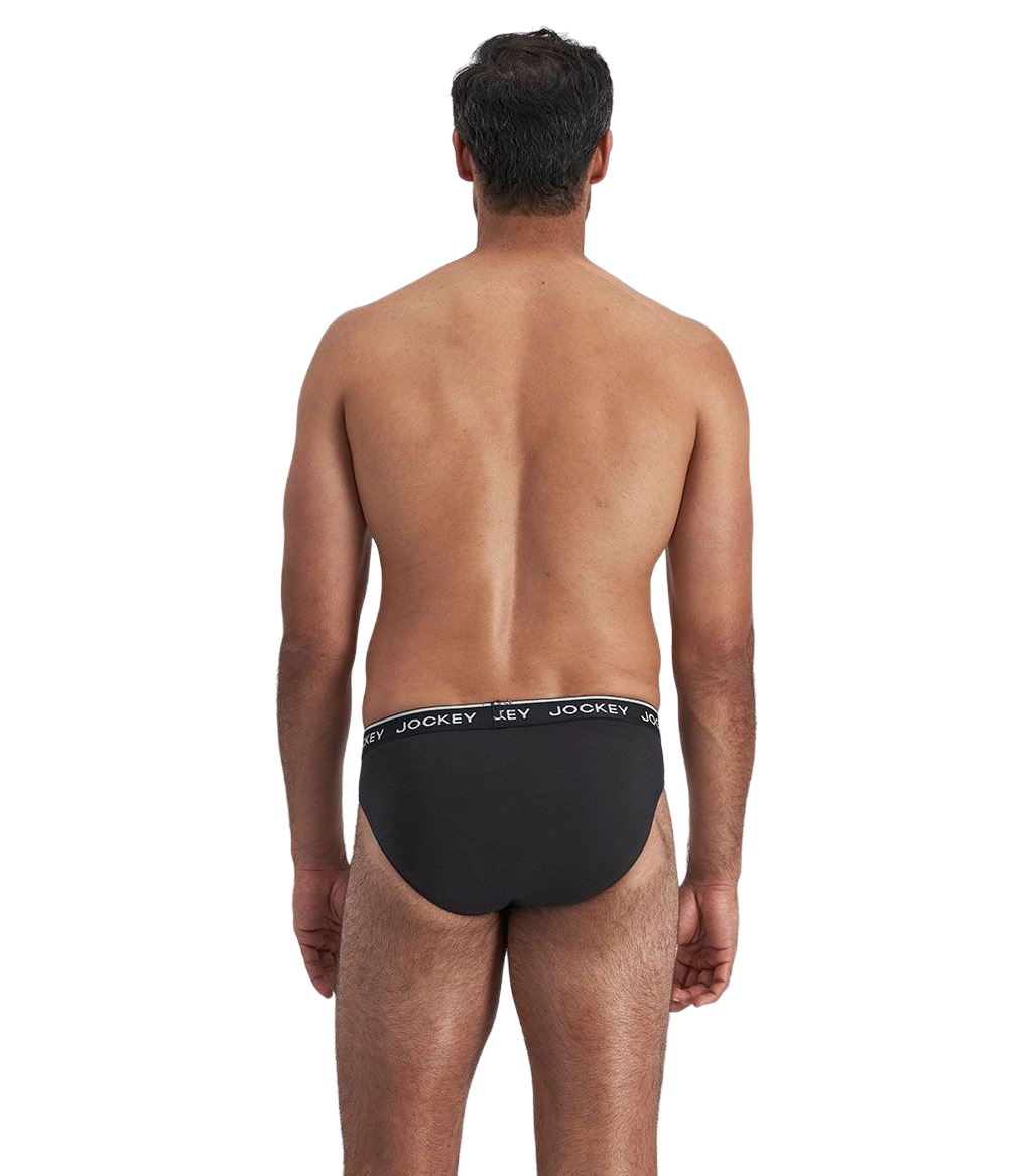 4 Pack Mens Jockey Cotton Elastic Briefs Underwear Black/Grey