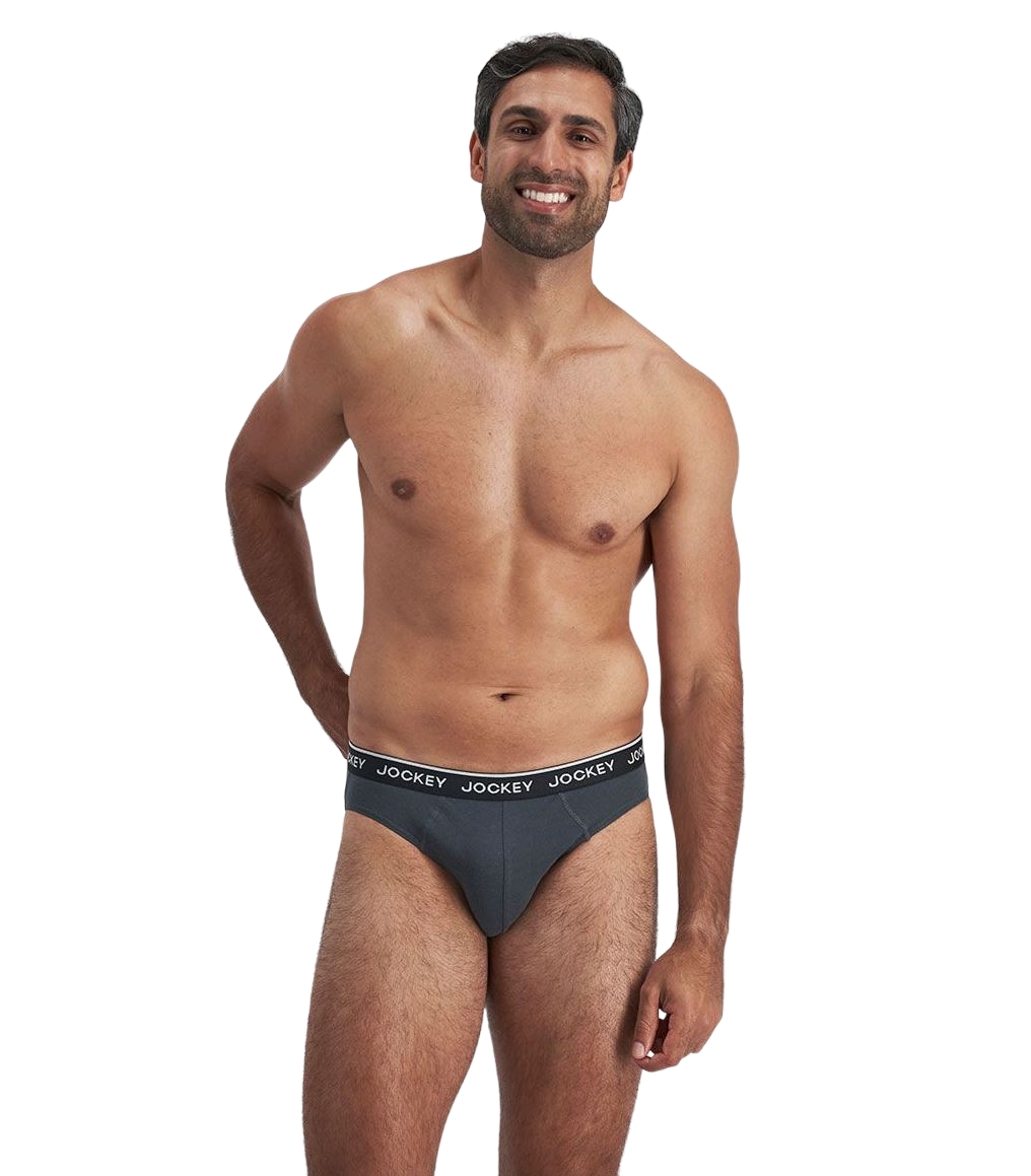 4 Pack Mens Jockey Cotton Elastic Briefs Underwear Black/Grey