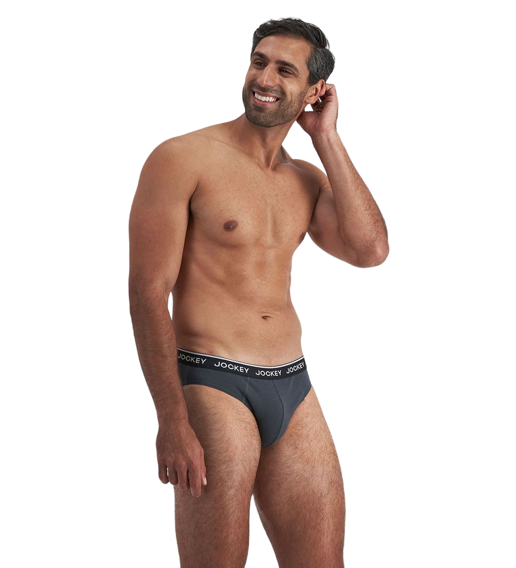 4 Pack Mens Jockey Cotton Elastic Briefs Underwear Black/Grey