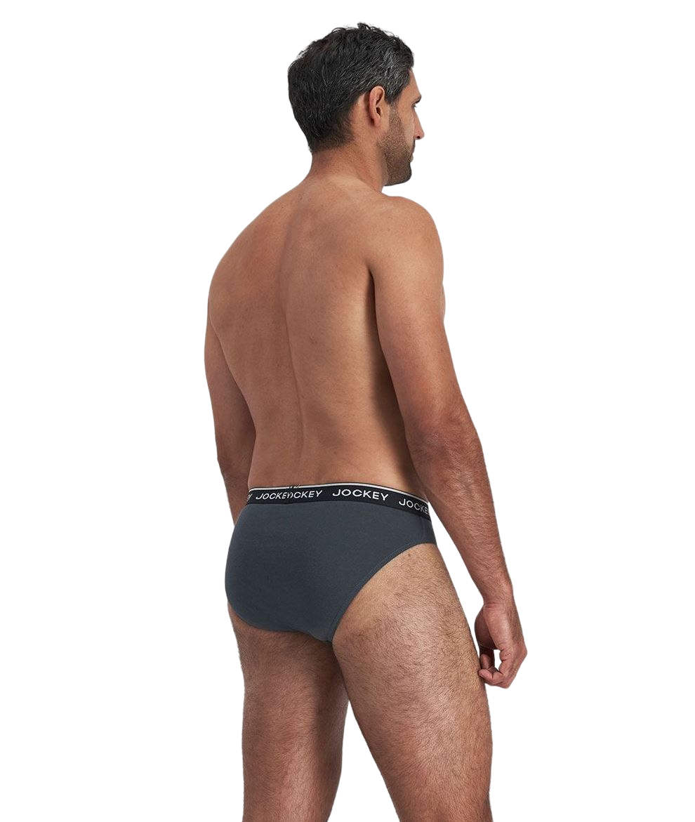 4 Pack Mens Jockey Cotton Elastic Briefs Underwear Black/Grey