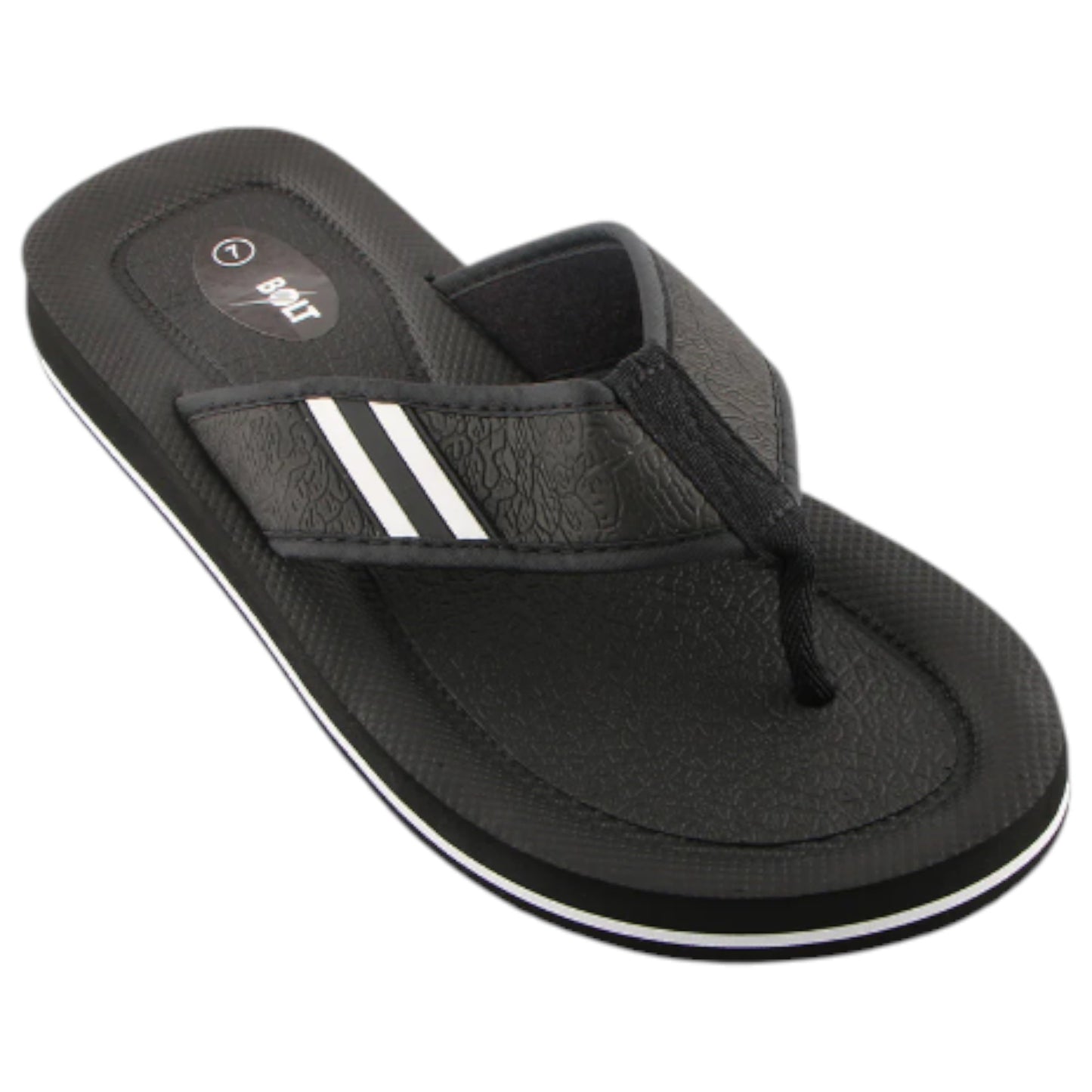 Mens Lightning Bolt Wilson Thongs Black/White