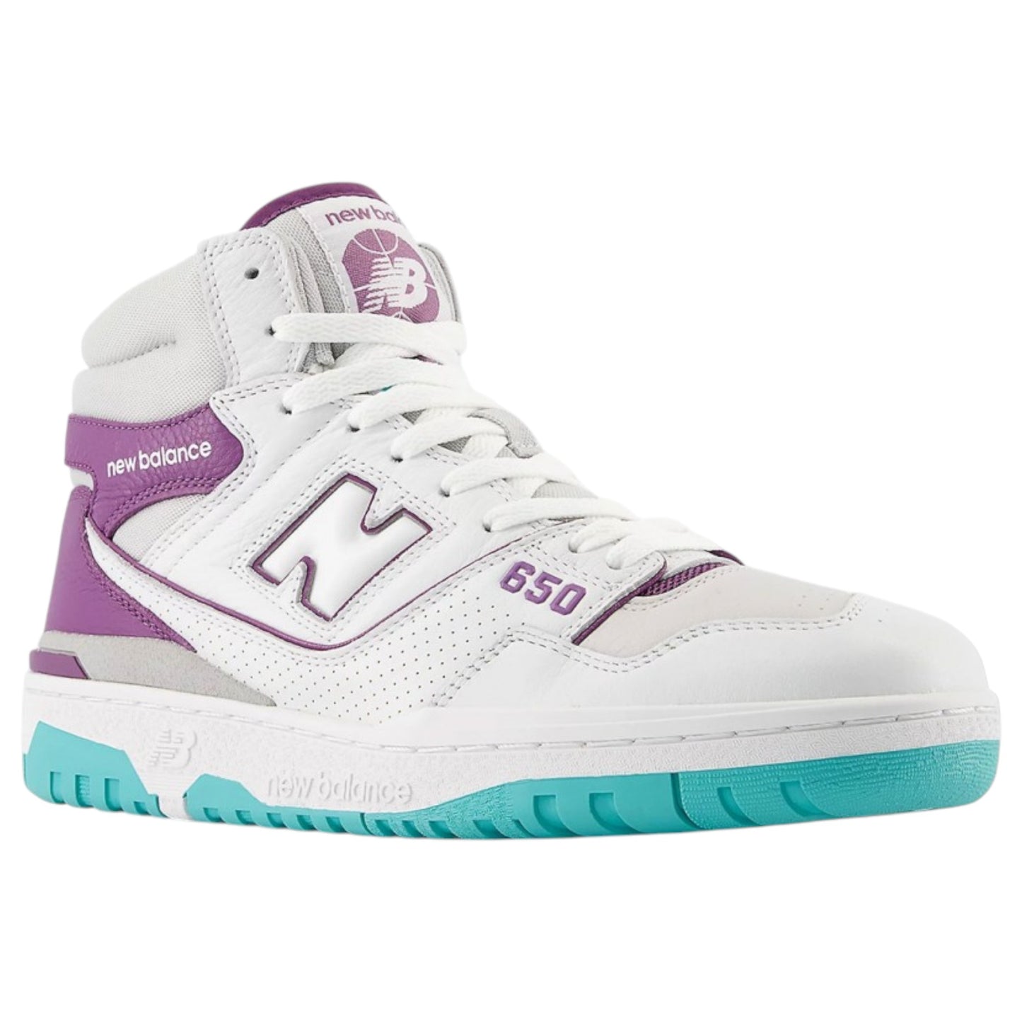 Mens New Balance 650 High Top Shoes White/Purple
