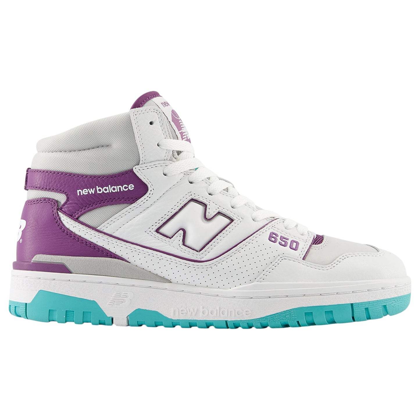 Mens New Balance 650 High Top Shoes White/Purple