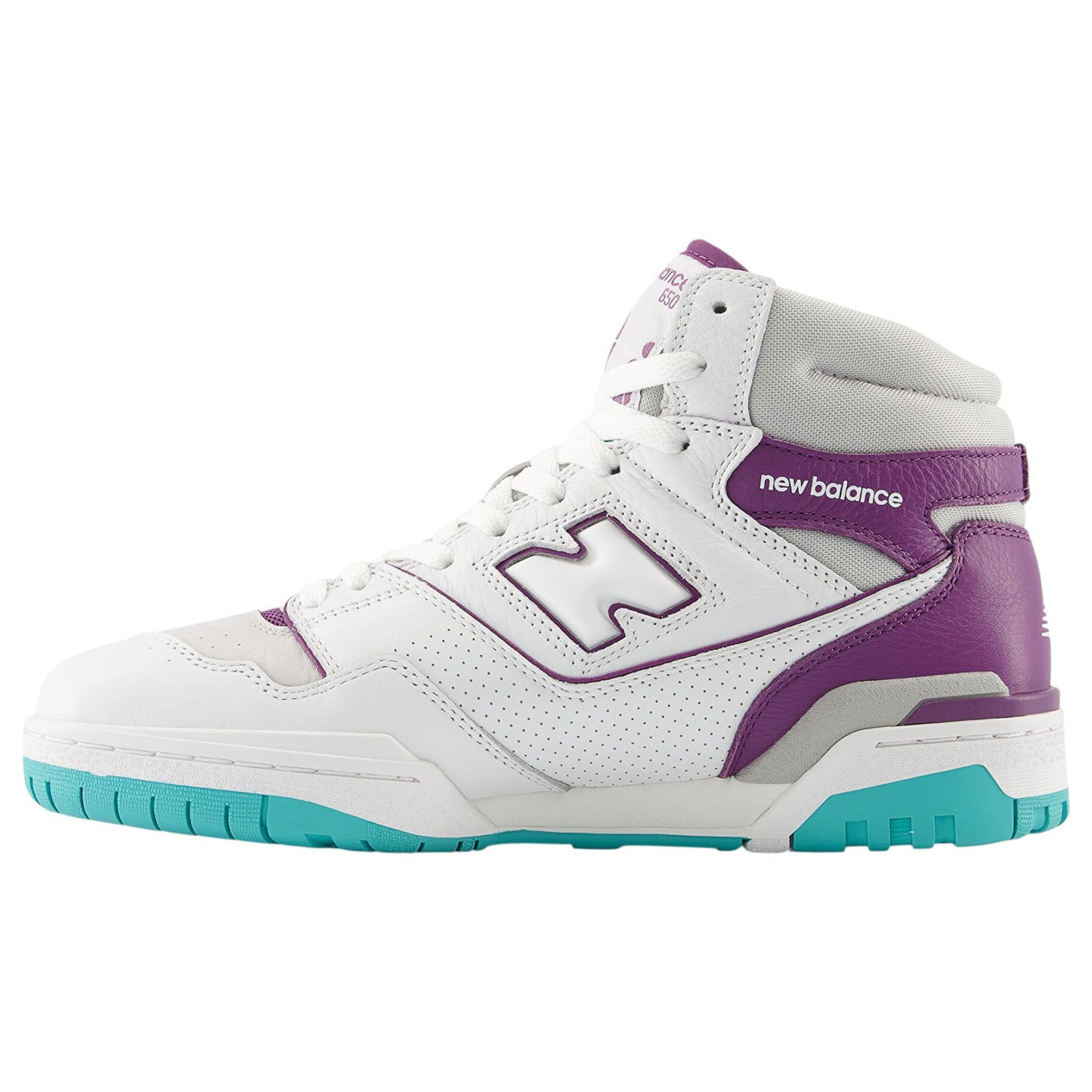 Mens New Balance 650 High Top Shoes White/Purple