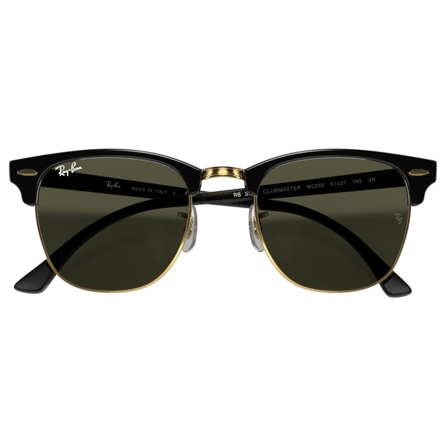 Mens Ray-Ban Clubmaster RB3016 Polarized Sunglasses Polished Black/ Green