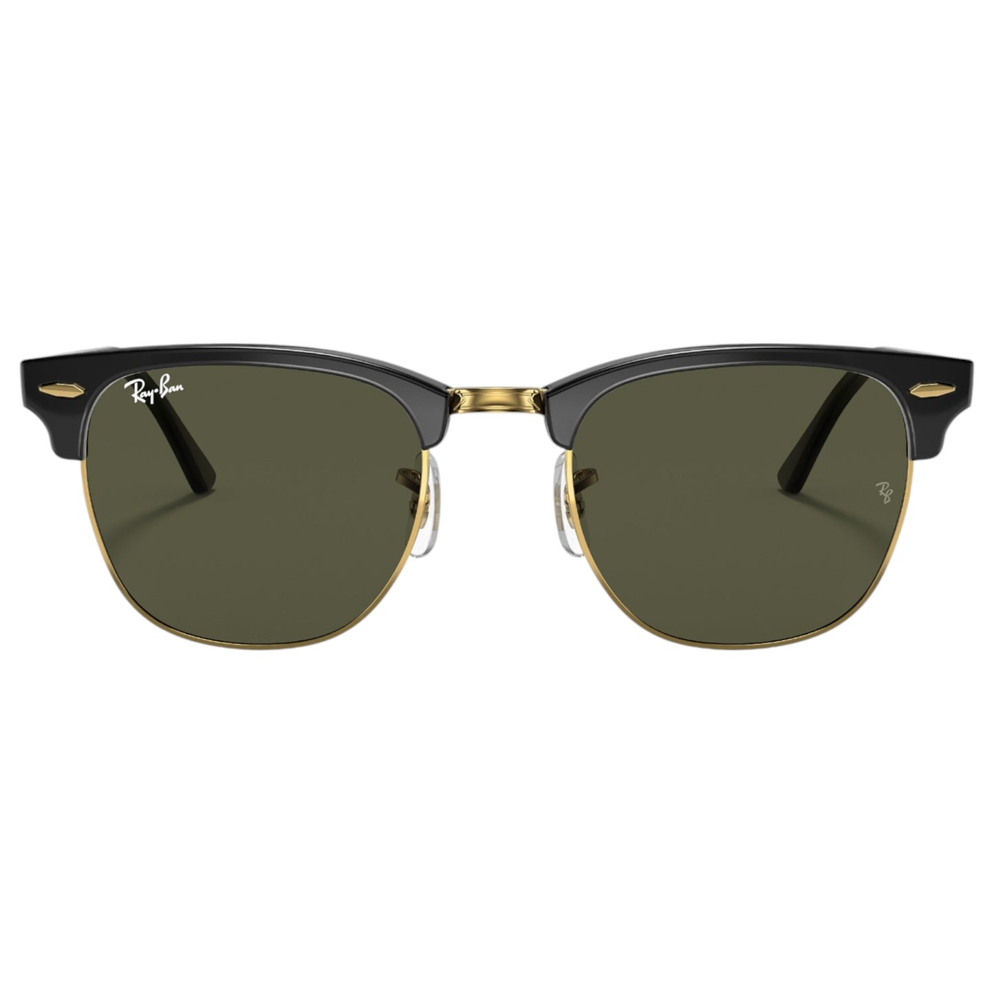Mens Ray-Ban Clubmaster RB3016 Polarized Sunglasses Polished Black/ Green
