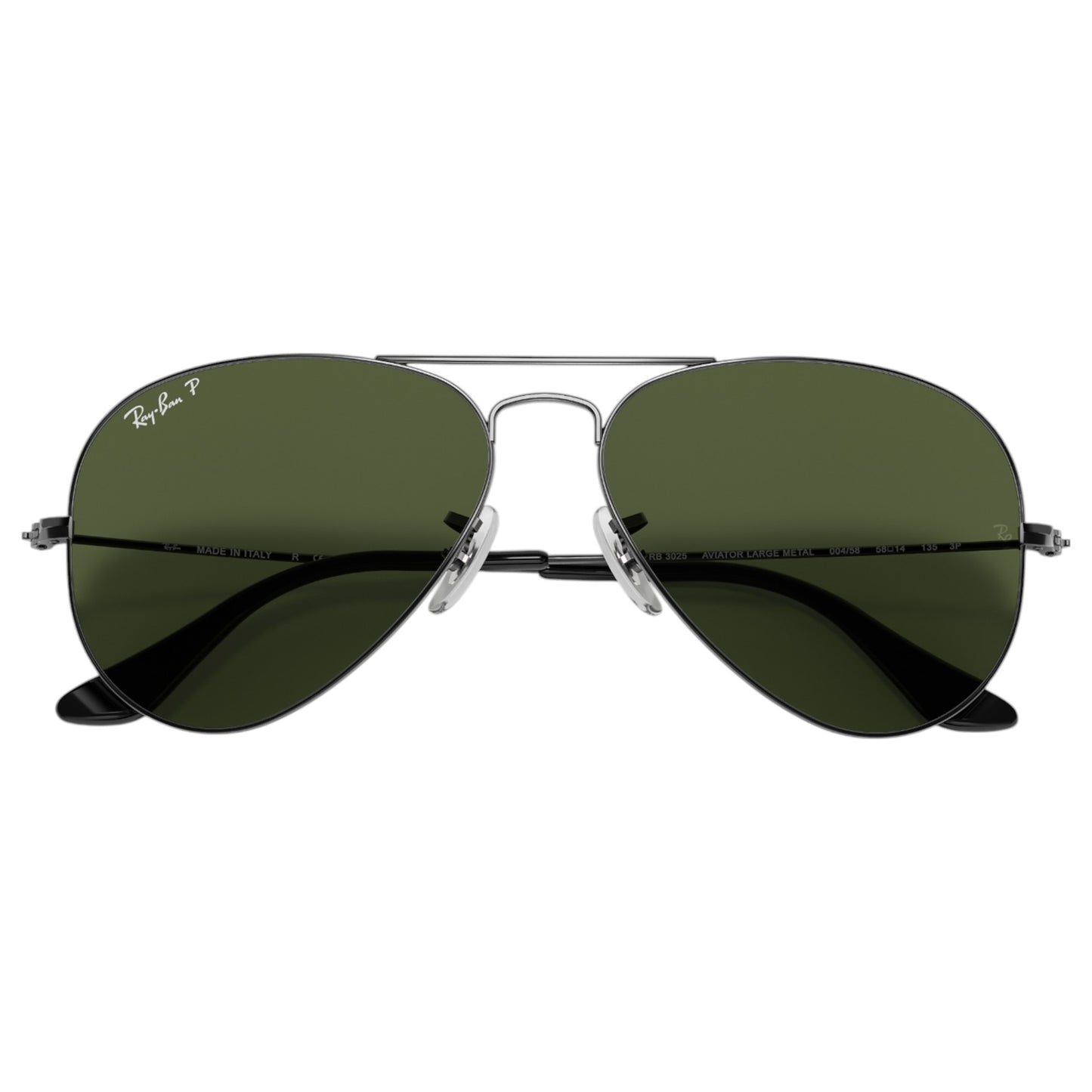 Mens Ray-Ban Aviator RB3025 Sunglasses Polished Gunmetal/ Green