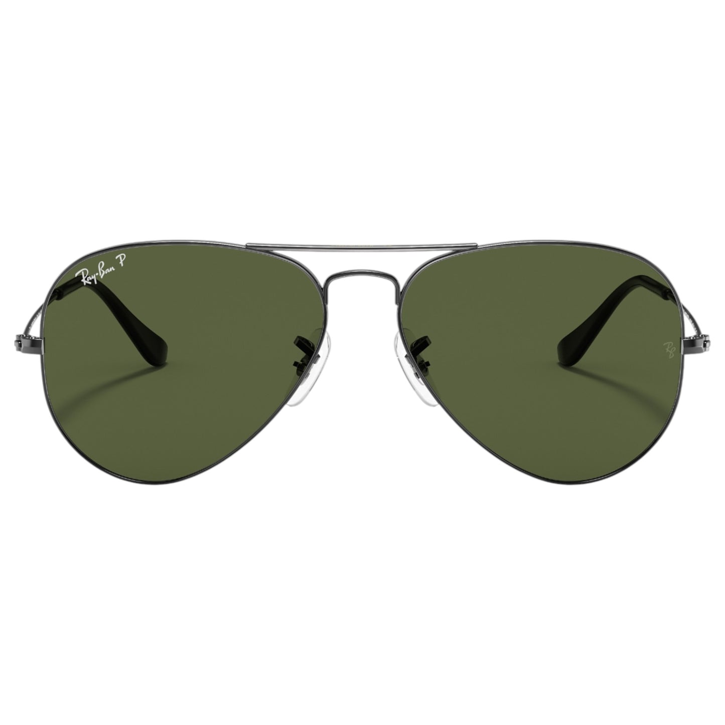 Mens Ray-Ban Aviator RB3025 Sunglasses Polished Gunmetal/ Green