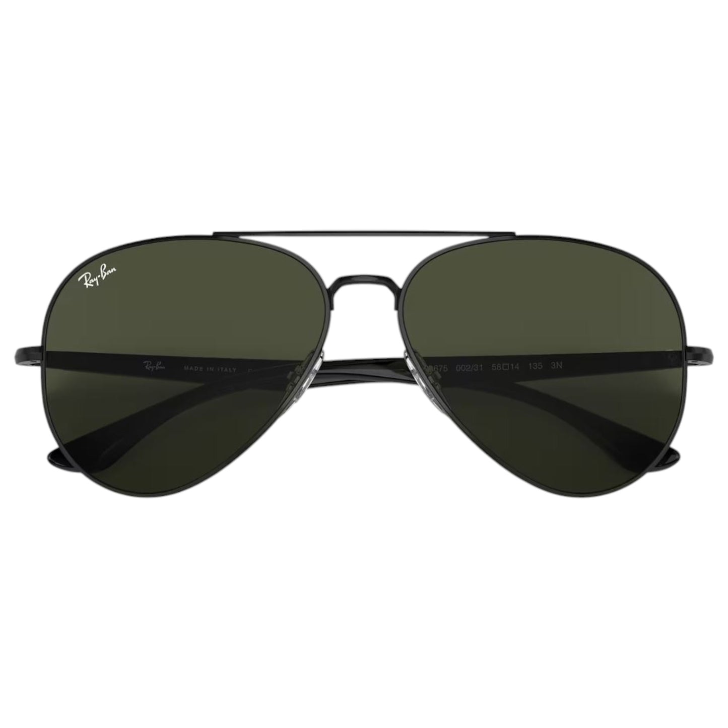 Mens Ray-Ban RB3675 Sunglasses Polished Black/ Green