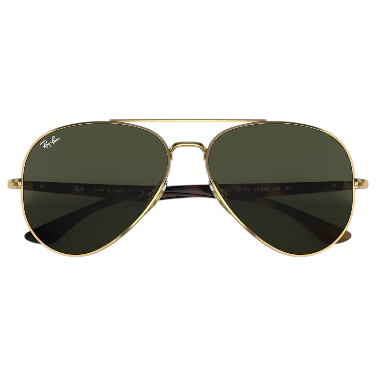 Mens Ray-Ban RB3675 Sunglasses Polished Gold/ Green