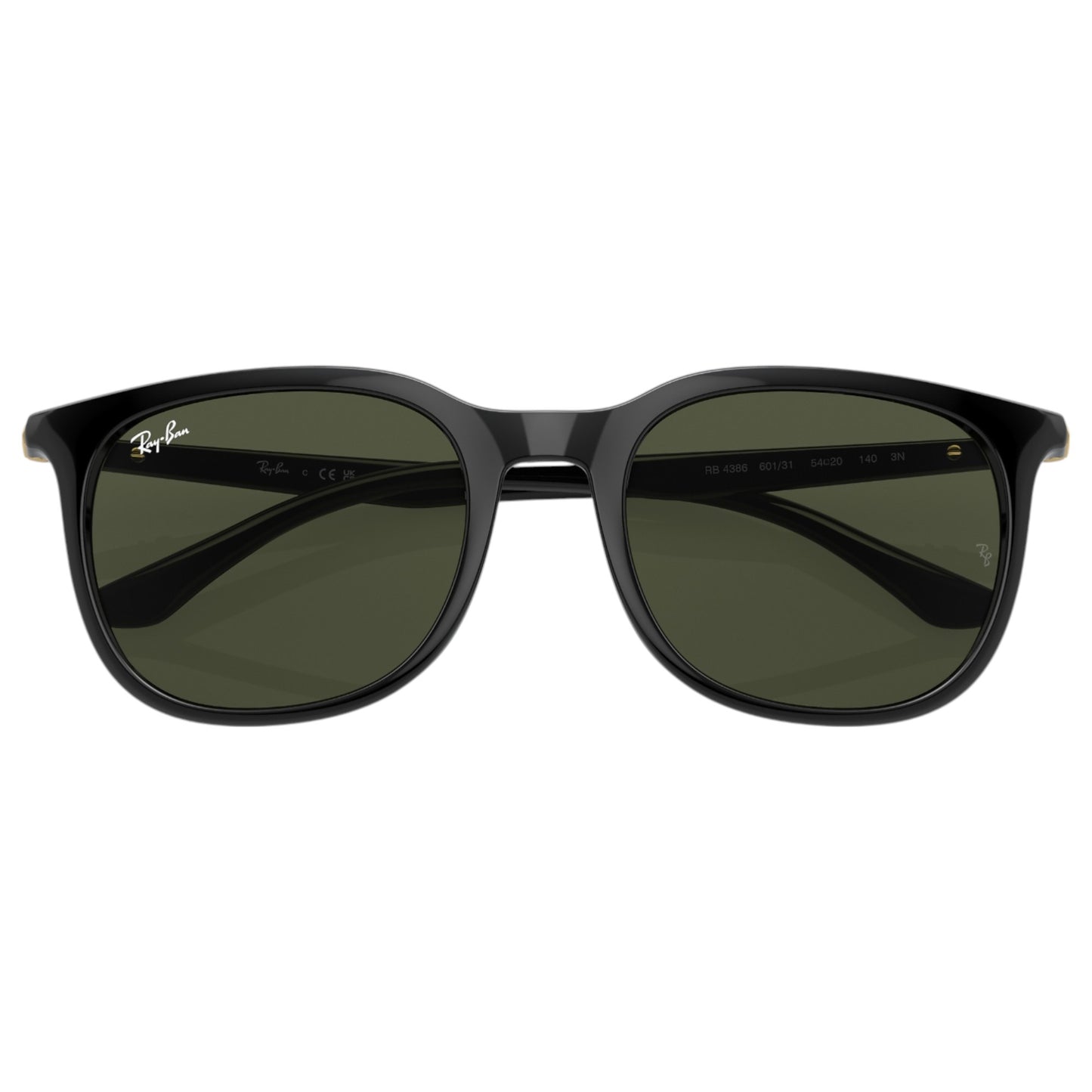Mens Ray-Ban RB4386 Sunglasses Polished Black/ Green