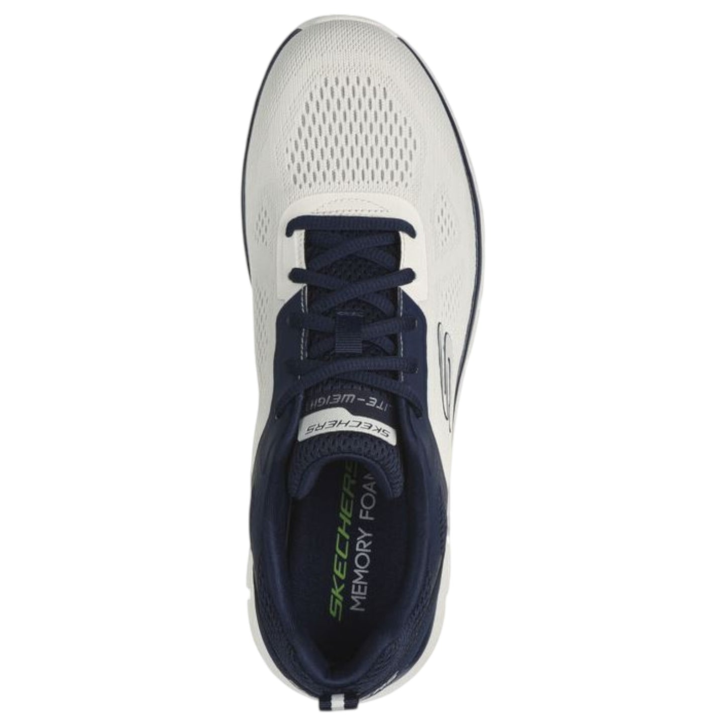 Mens Skechers Track Broader Shoes Off White/Navy