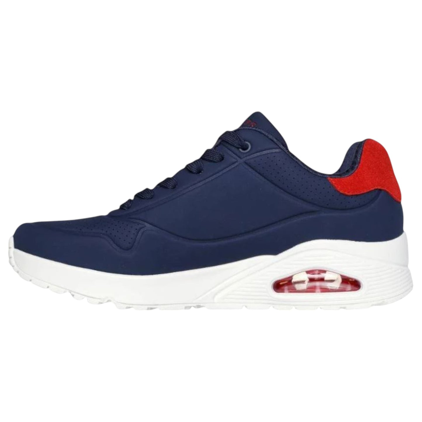 Mens Skechers Uno - Suited On Air Shoes Navy/Red