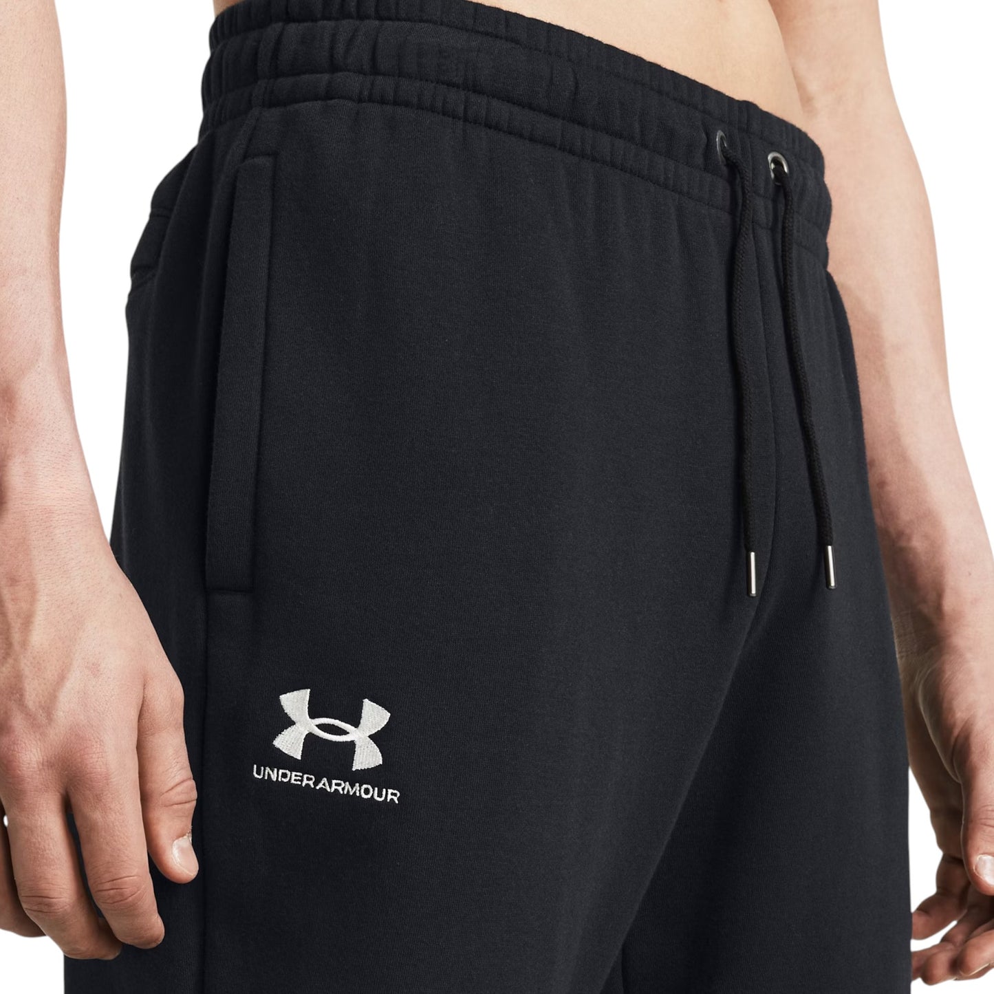Mens Under Armour Essential Fleece Joggers Trackies Black
