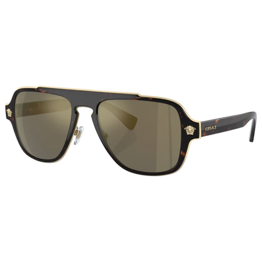 Mens Versace VE2199 Sunglasses Havana/ Dark Grey Mirror Gold