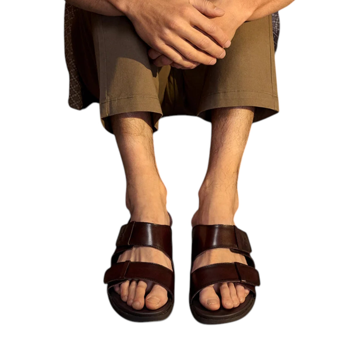 Mens Wild Rhino Acton Leather Sandals Brown