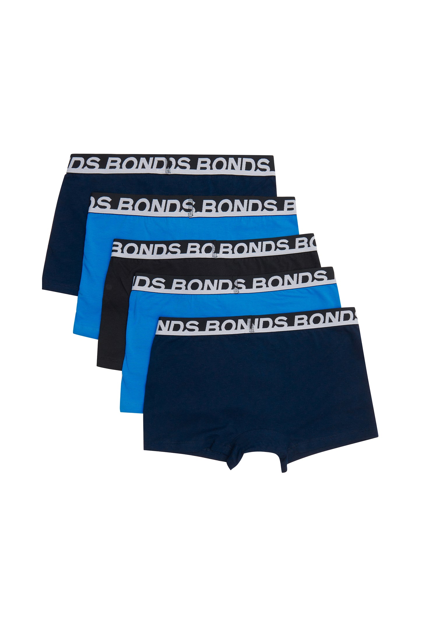 5 Pack Mens Bonds Everyday Trunks Underwear Black / Navy / Blue