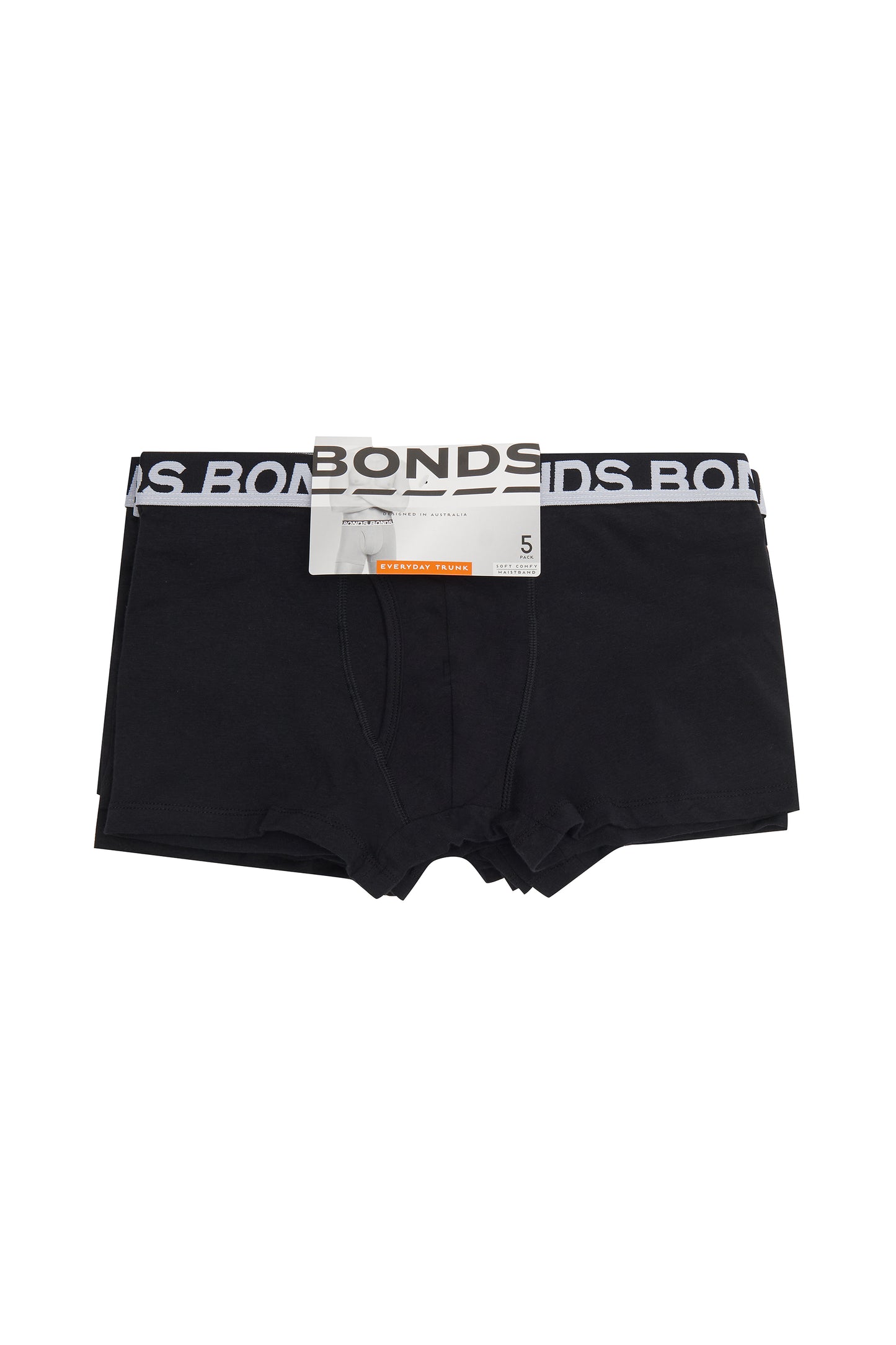 5 Pack Mens Bonds Everyday Trunks Underwear Black