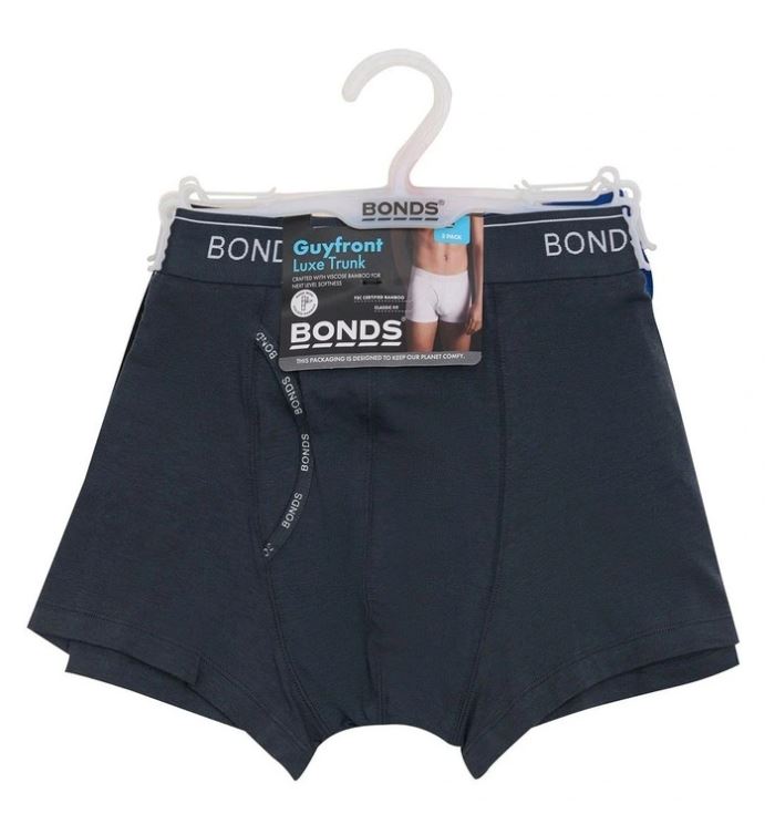 3 Pack Mens Bonds Guyfront Luxe Trunks Underwear Multi