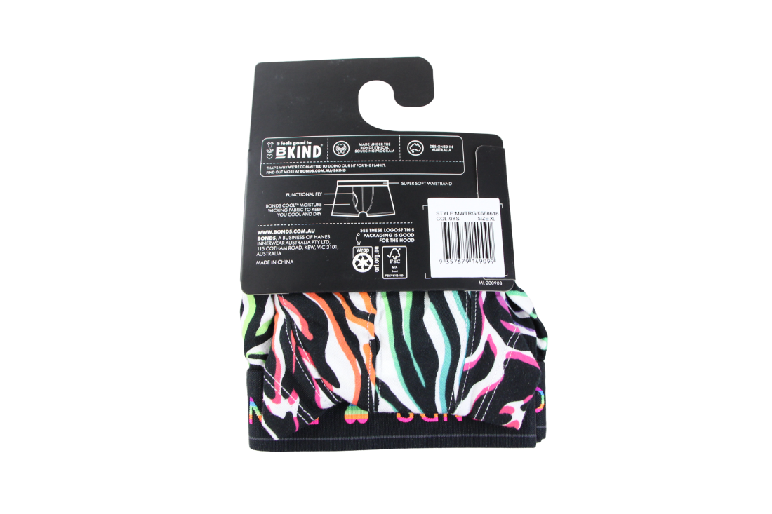 Mens Bonds Guyfront Trunks Underwear Black Multi