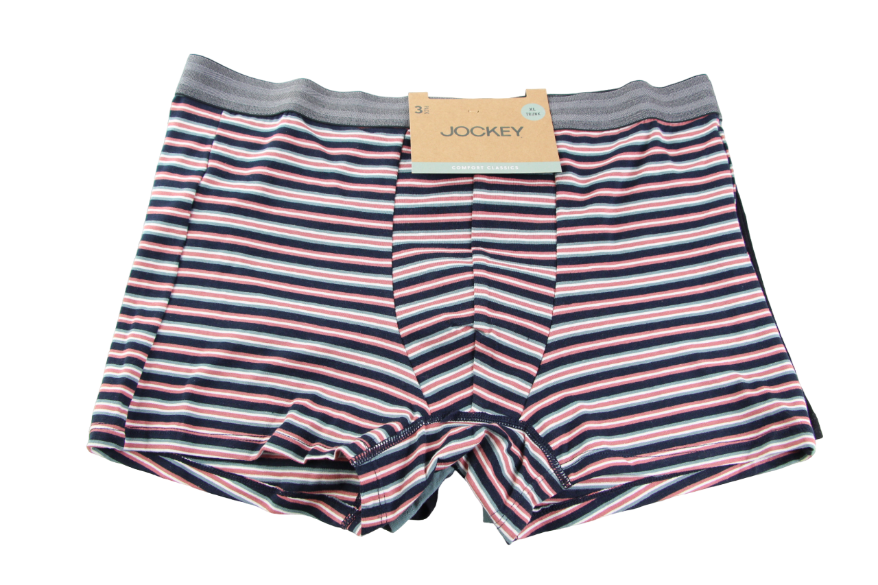 3 Pack Mens Jockey Comfort Classics Trunks Underwear Multicoloured