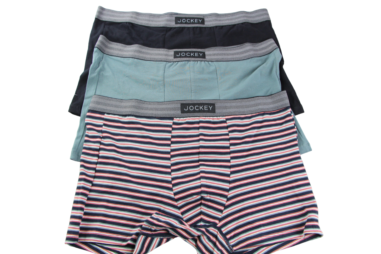 3 Pack Mens Jockey Comfort Classics Trunks Underwear Multicoloured