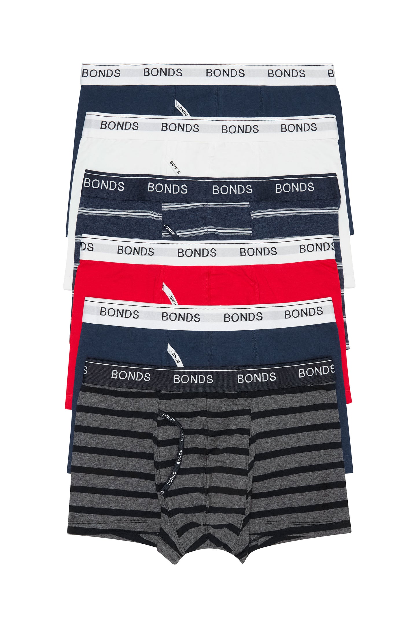6 Pack Mens Bonds Guyfront Trunks Underwear Navy /Red /White /Grey Stripe