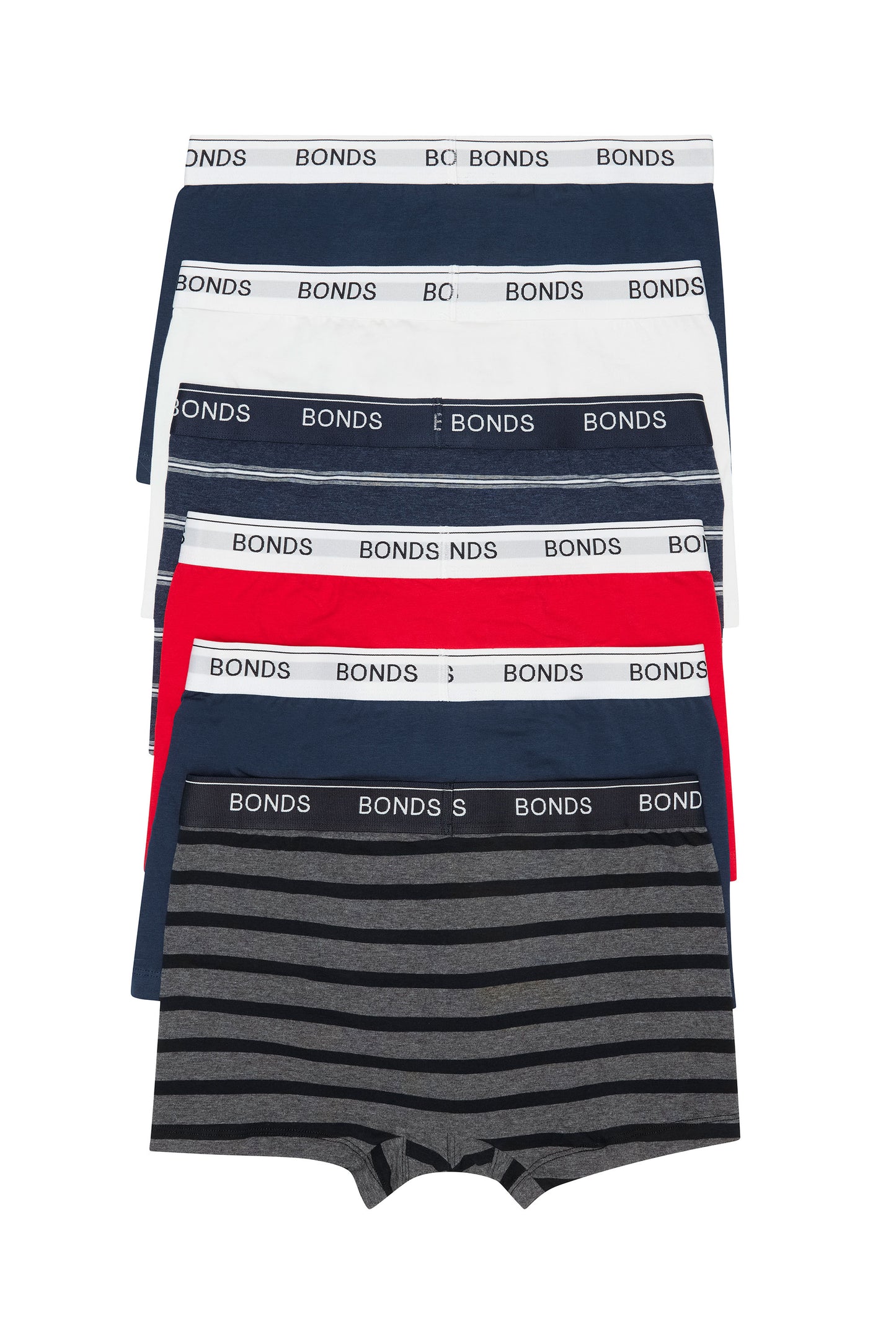 6 Pack Mens Bonds Guyfront Trunks Underwear Navy /Red /White /Grey Stripe