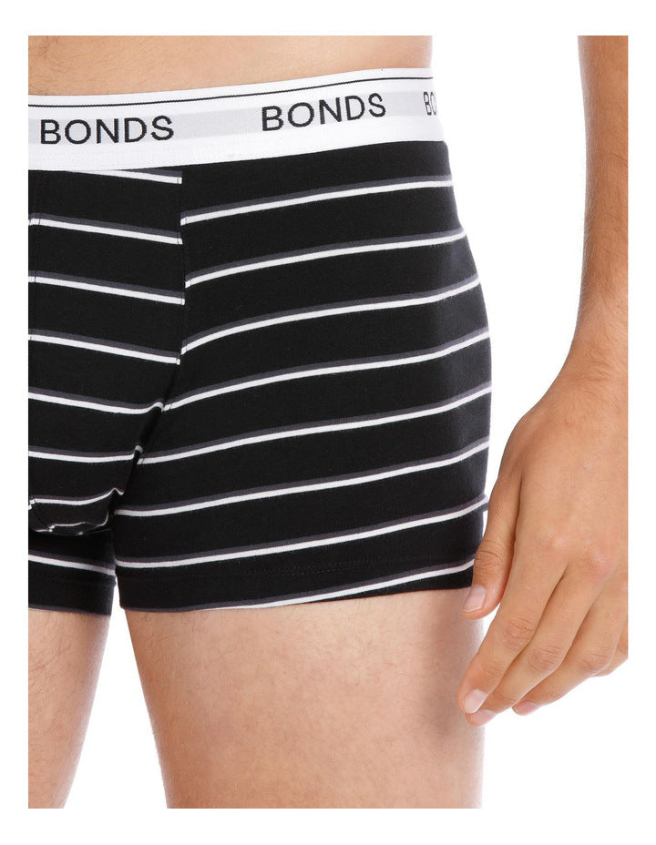 6 Pack Mens Bonds Guyfront Trunks Underwear Black / Grey Stripe