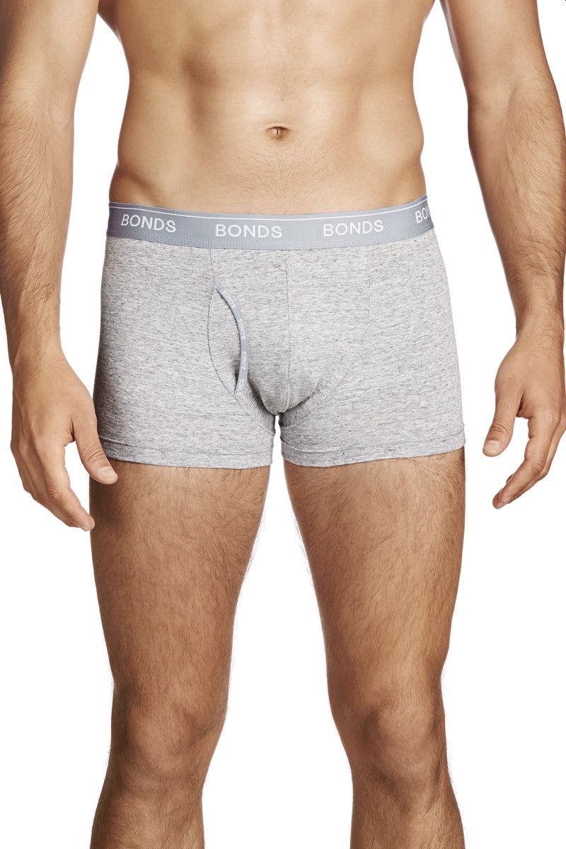 3 Pack Mens Bonds Guyfront Trunks Underwear Grey Stripe, Grey, White