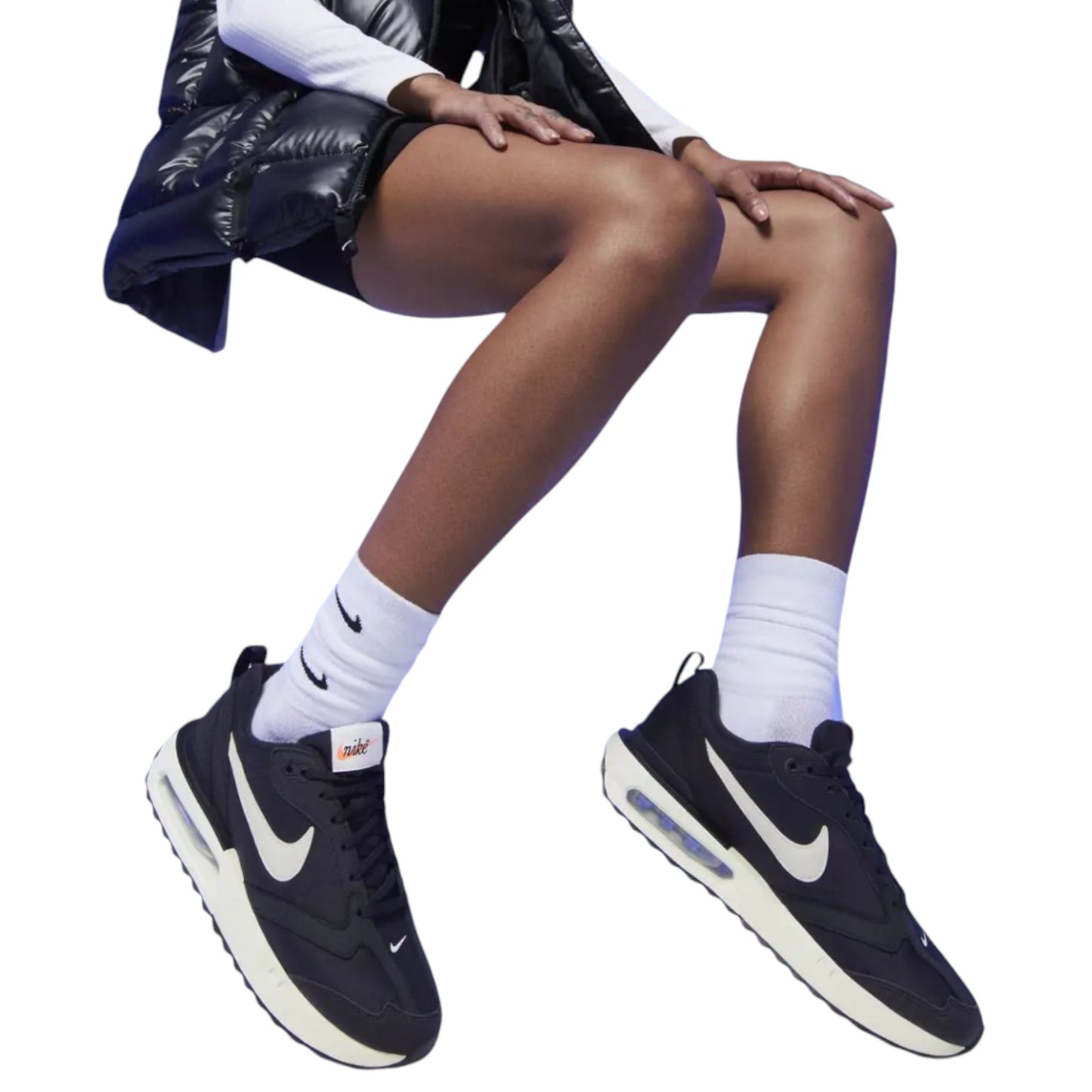 Womens Nike Air Max Dawn Shoes Black/Summit White