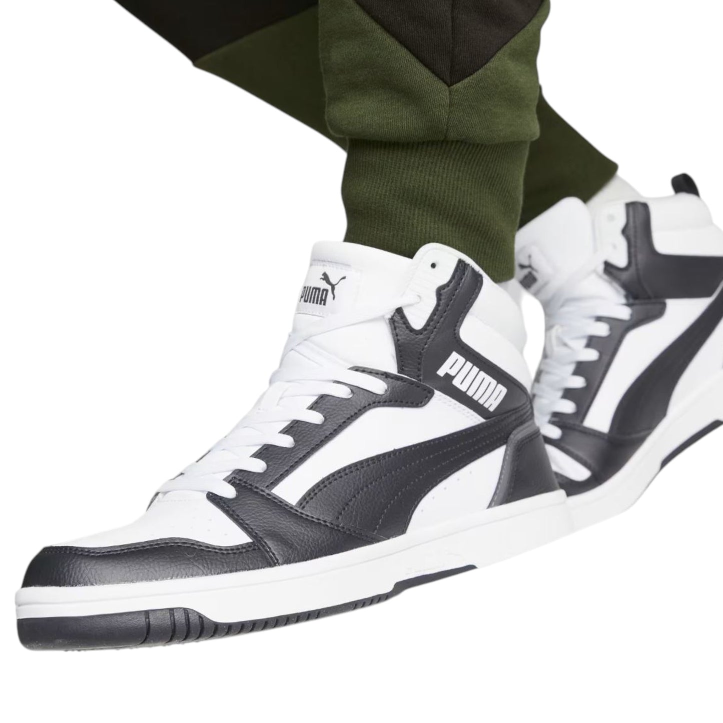 Mens Puma Rebound V6 Shoes White/Black