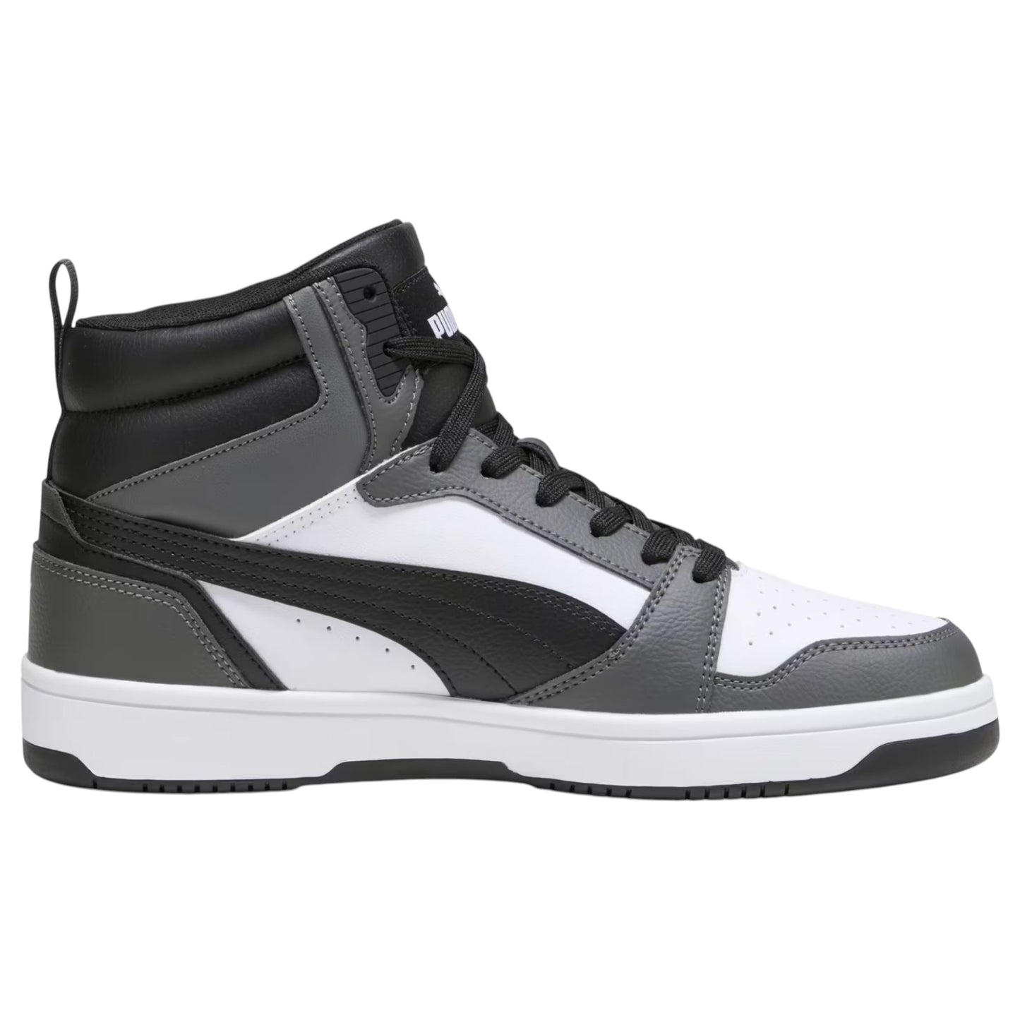 Mens Puma Rebound V6 Shoes White/Black/Grey