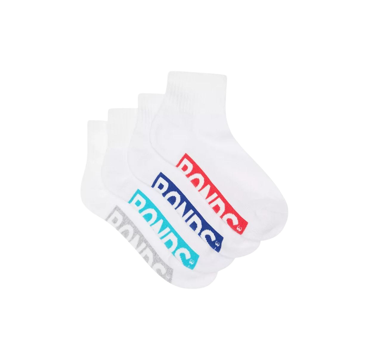 4 Pack Kids Boys Bonds Logo Light Cushioned Quarter Crew Socks White