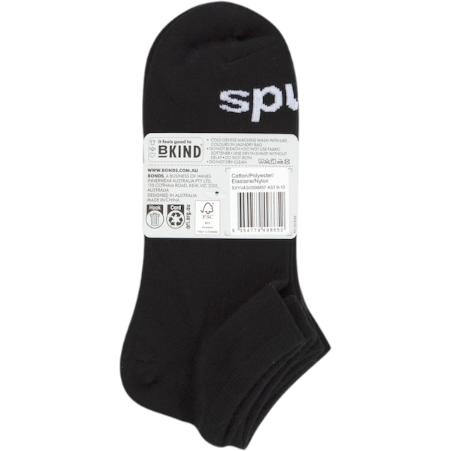 4 Pack Mens Bonds Everyday Value Low Cut Socks Black