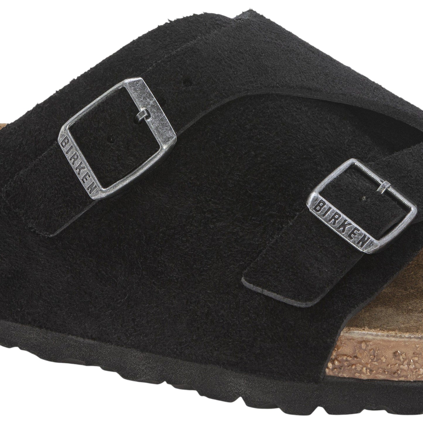 Mens Birkenstock Zurich Suede Leather Regular Sandals Black