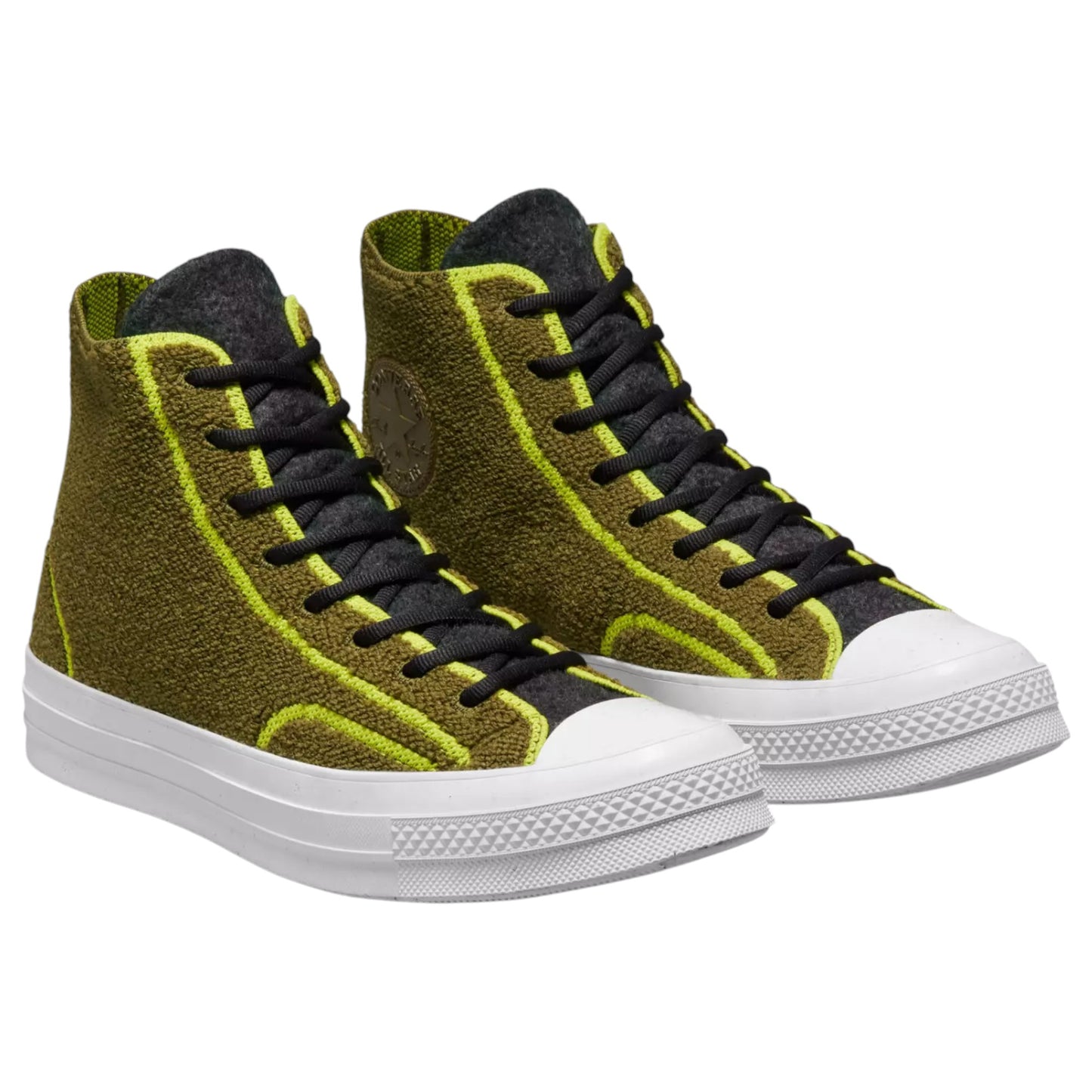 Unisex Adults Converse Renew Remix Chuck 70 High Top Shoes Dark Moss/Black/Lime Twist